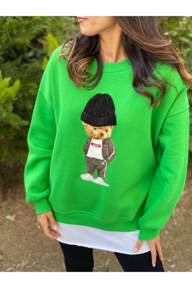 Yeşil Şapkalı Sweatshirt