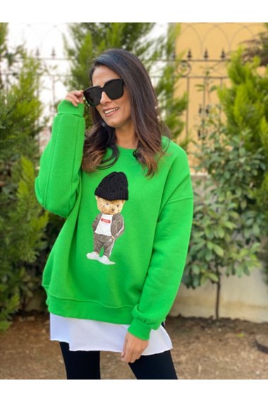 Yeşil Şapkalı Sweatshirt