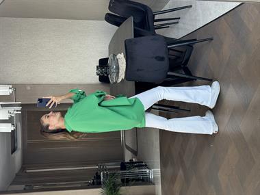 Yeşil Tek Cepli Dokulu Salaş Kadın Gömlek