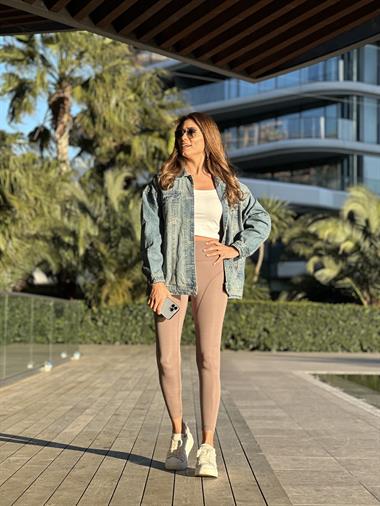 Yeşil Yıkamalı Poema Düğmeli Kadın Jean Ceket