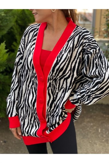Zebra Desenli Hırka