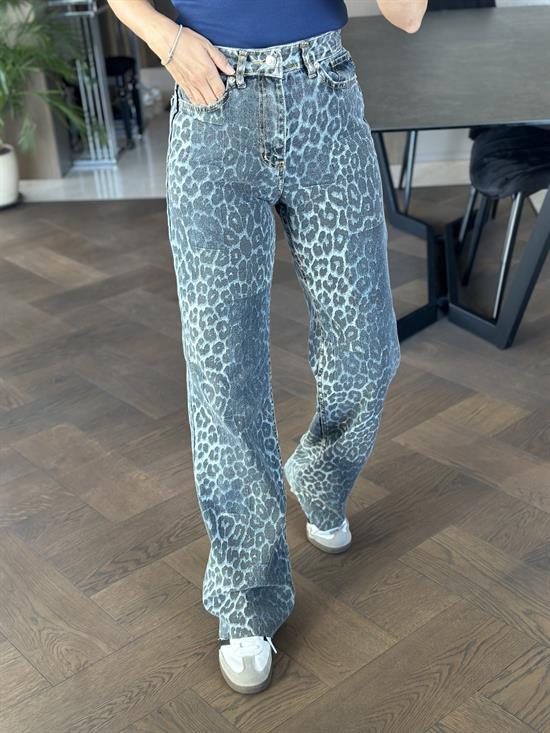 Bebe Mavi Yamal Leopar Desen Orjinal Marka Straight Kad n Jean Pantolon