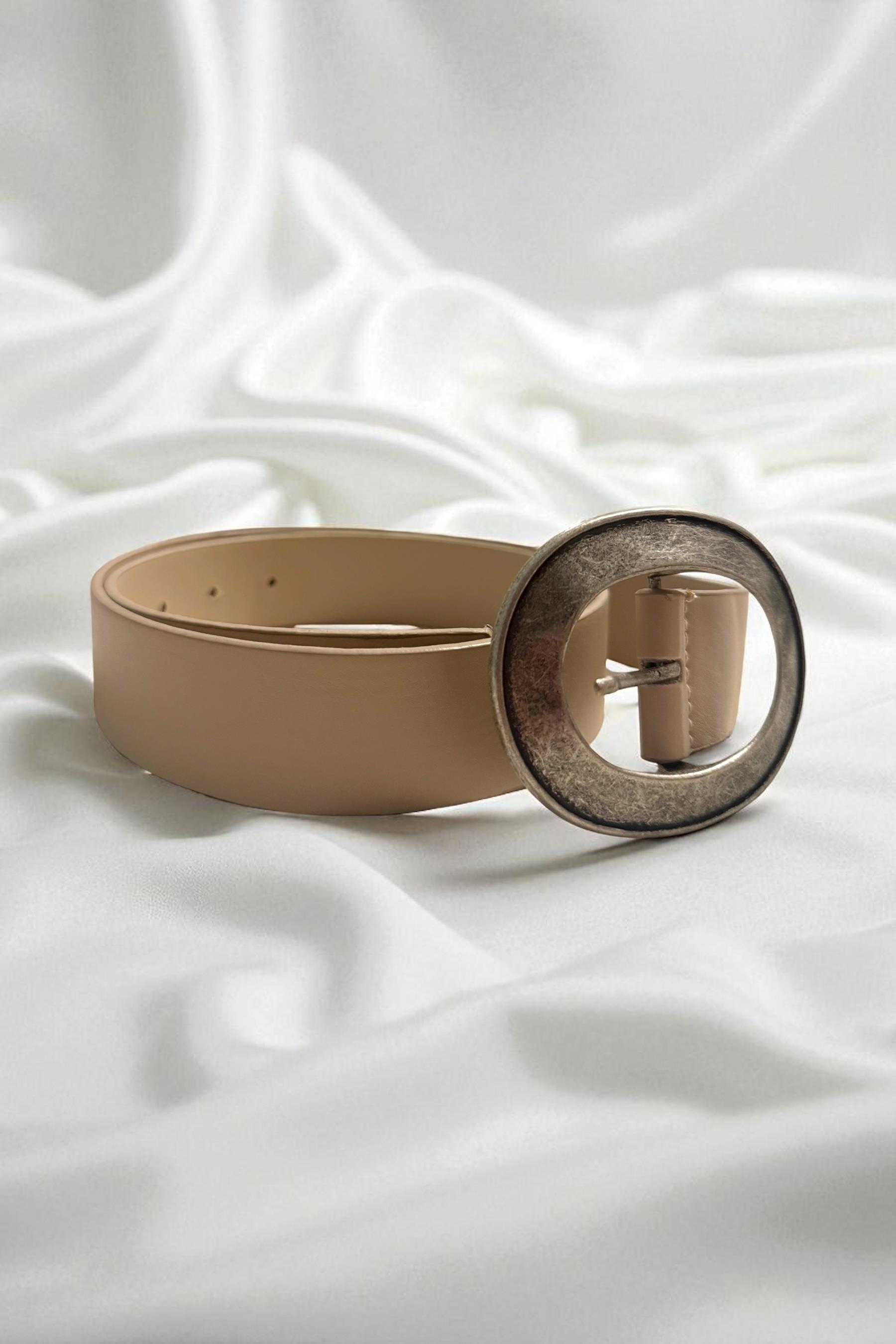 Bej Kalay Oval Tokalı Kadın Kemer