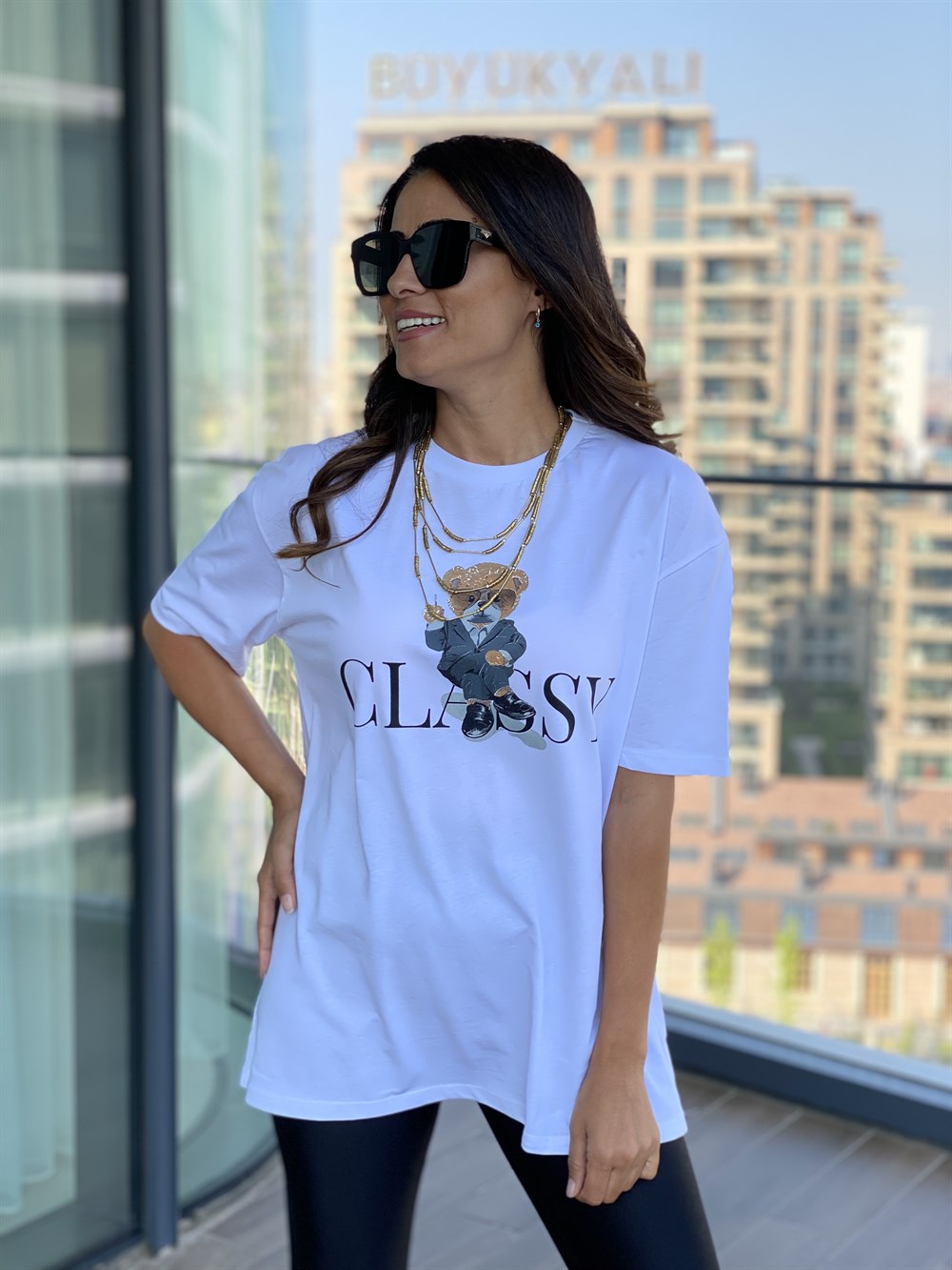 Beyaz Classy Ayıcık T-Shirt 