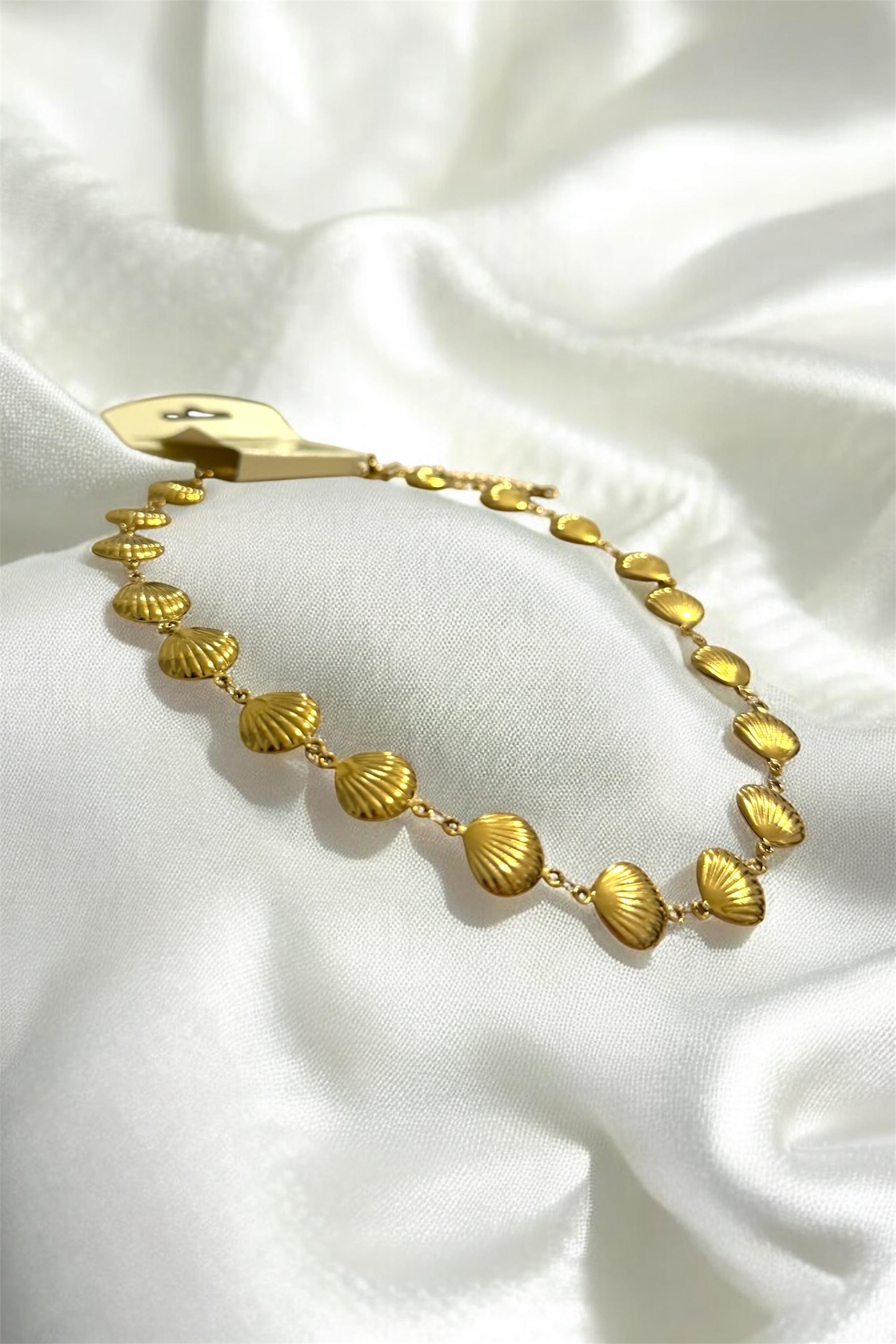 Gold İthal Çelik İstiridye Kadın Kolye