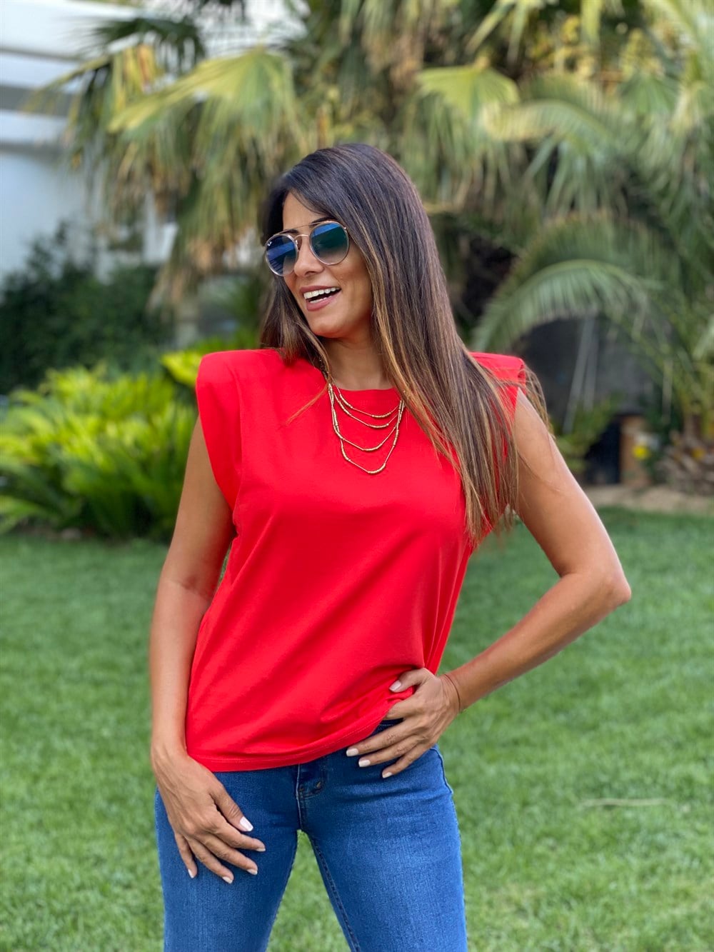 Kırmızı Bisiklet Yaka Vatkalı Kadın T-Shirt