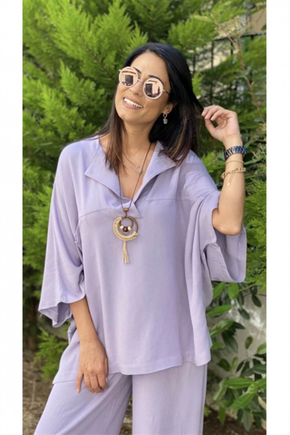 Lila Kolye Detaylı İkili Takım