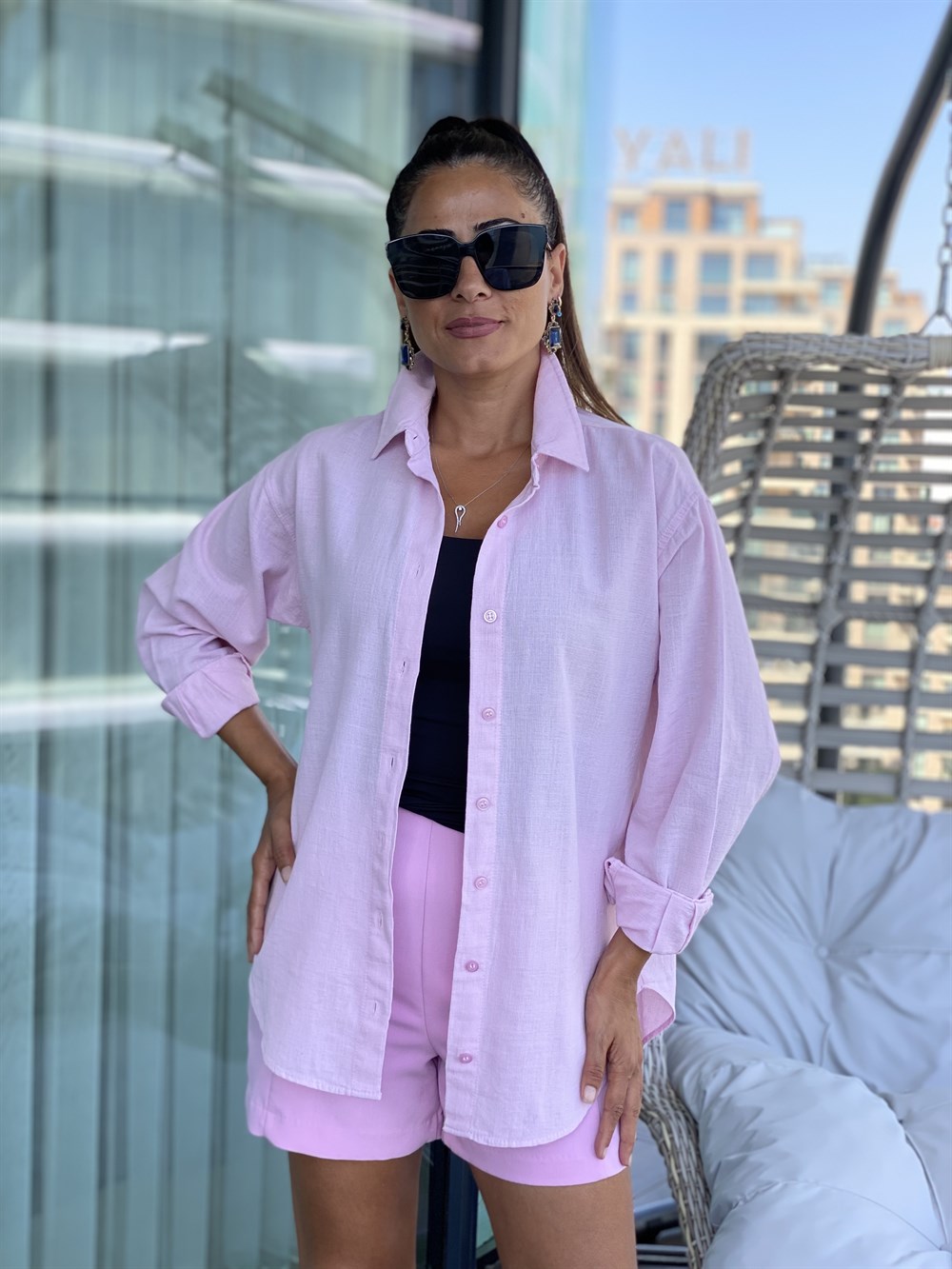 Pembe Pamuk Kadın Gömlek