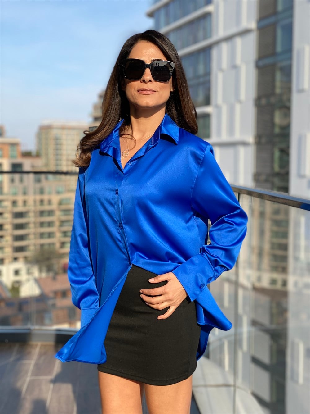 Saks Oversize Saten Gömlek