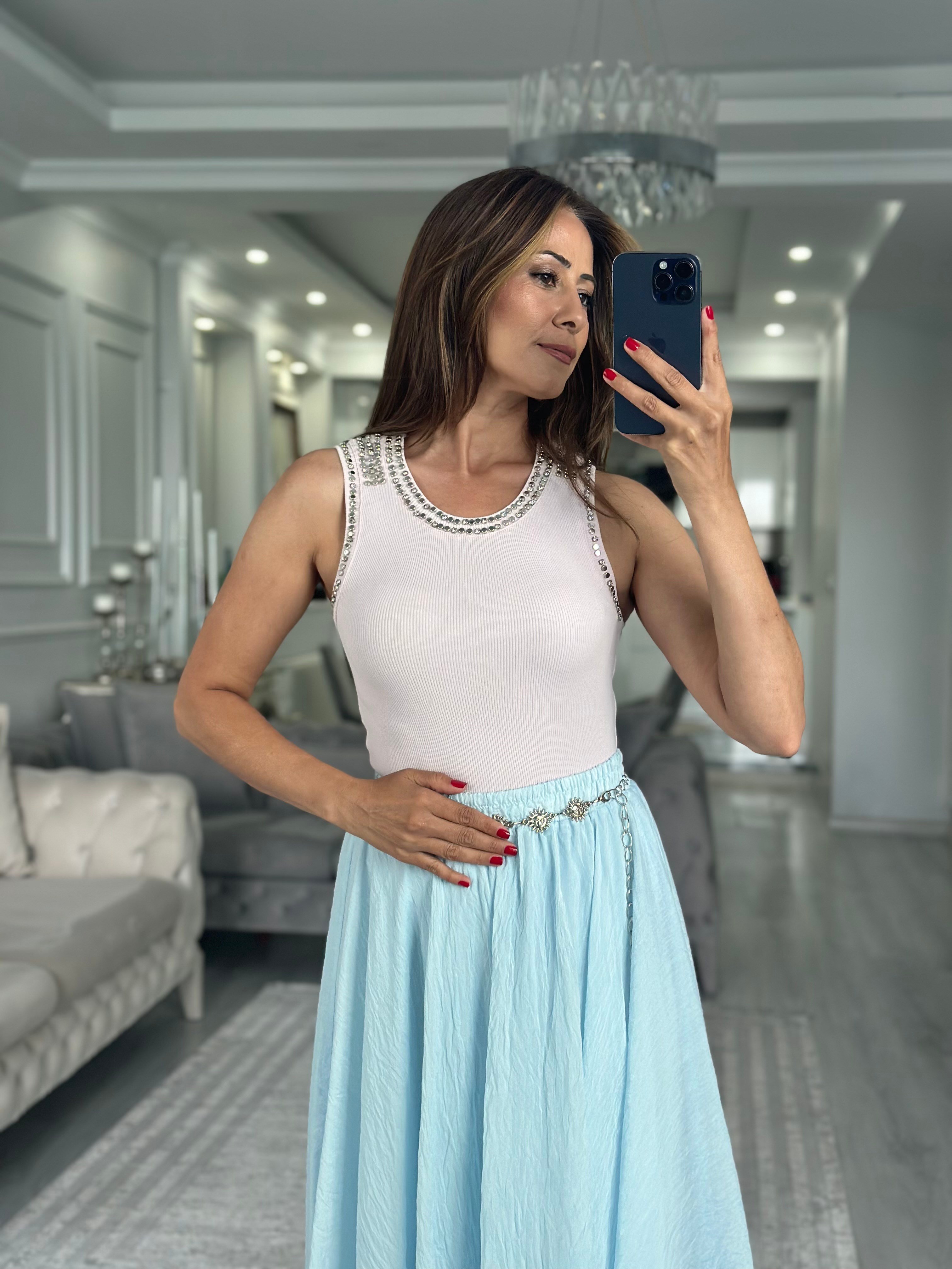 Şeker Pembe Troklu Sıfır Kol Kaşkorse Kadın Body