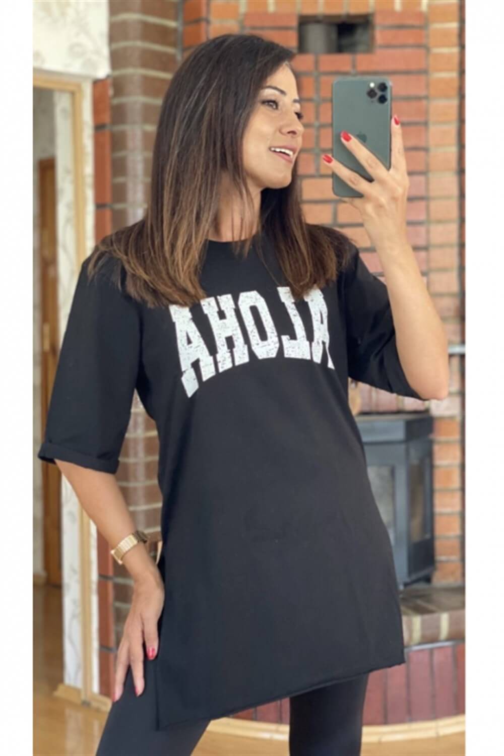 Siyah Aloha T-Shirt 