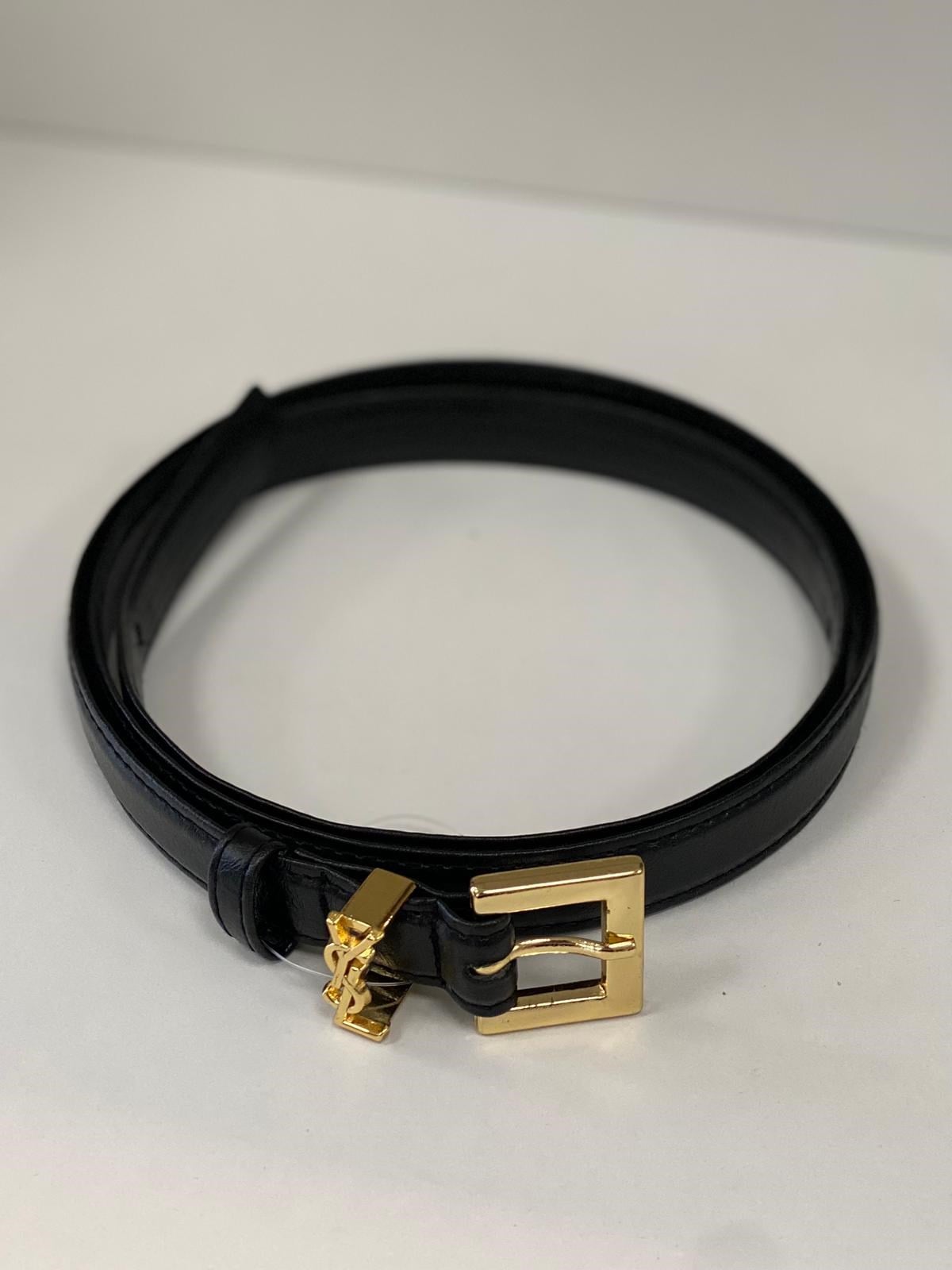 Siyah Gold Minimal Logo Tokalı Kadın Kemer