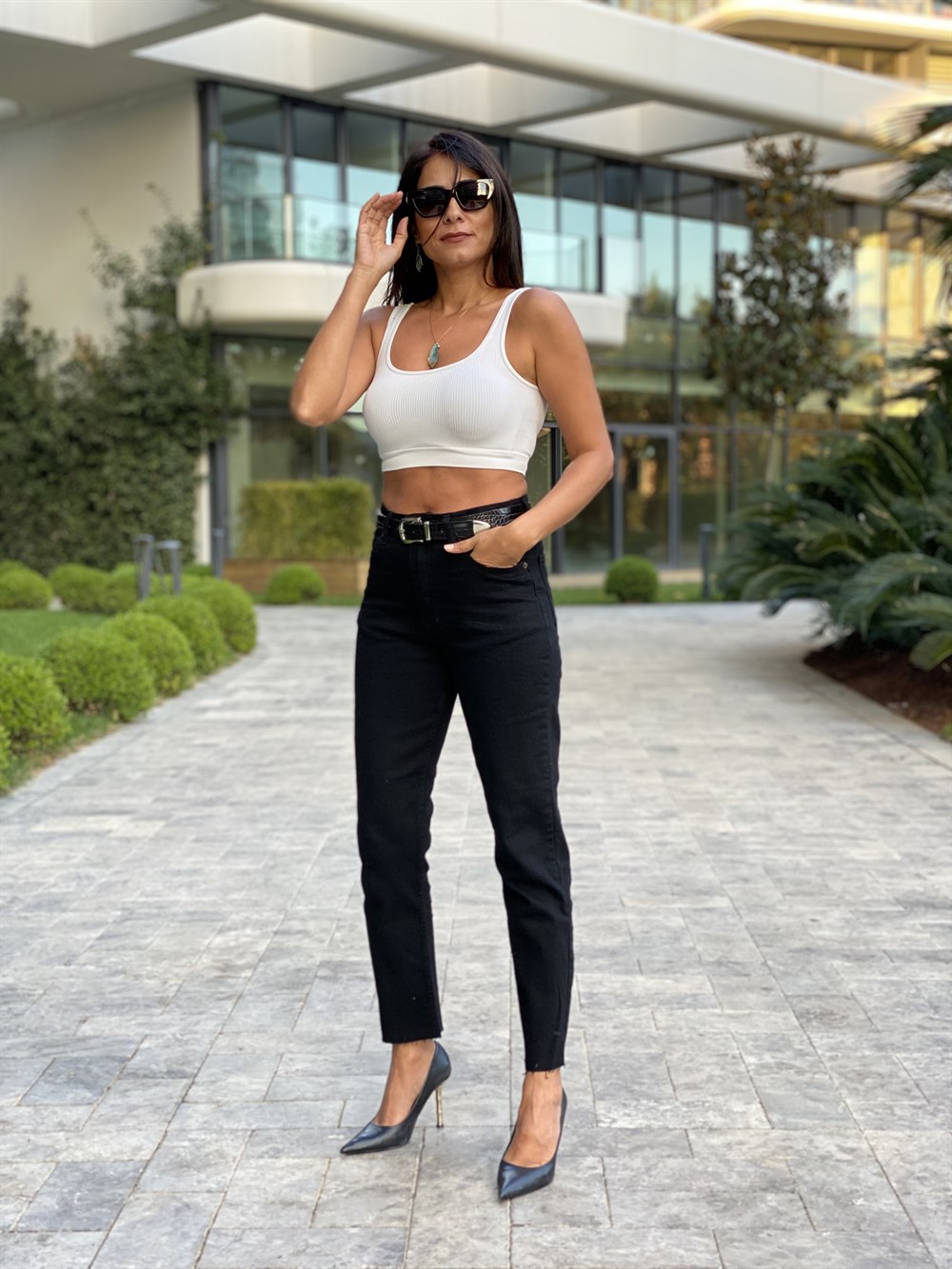 Siyah Poema Boy Fit Kadın Jean