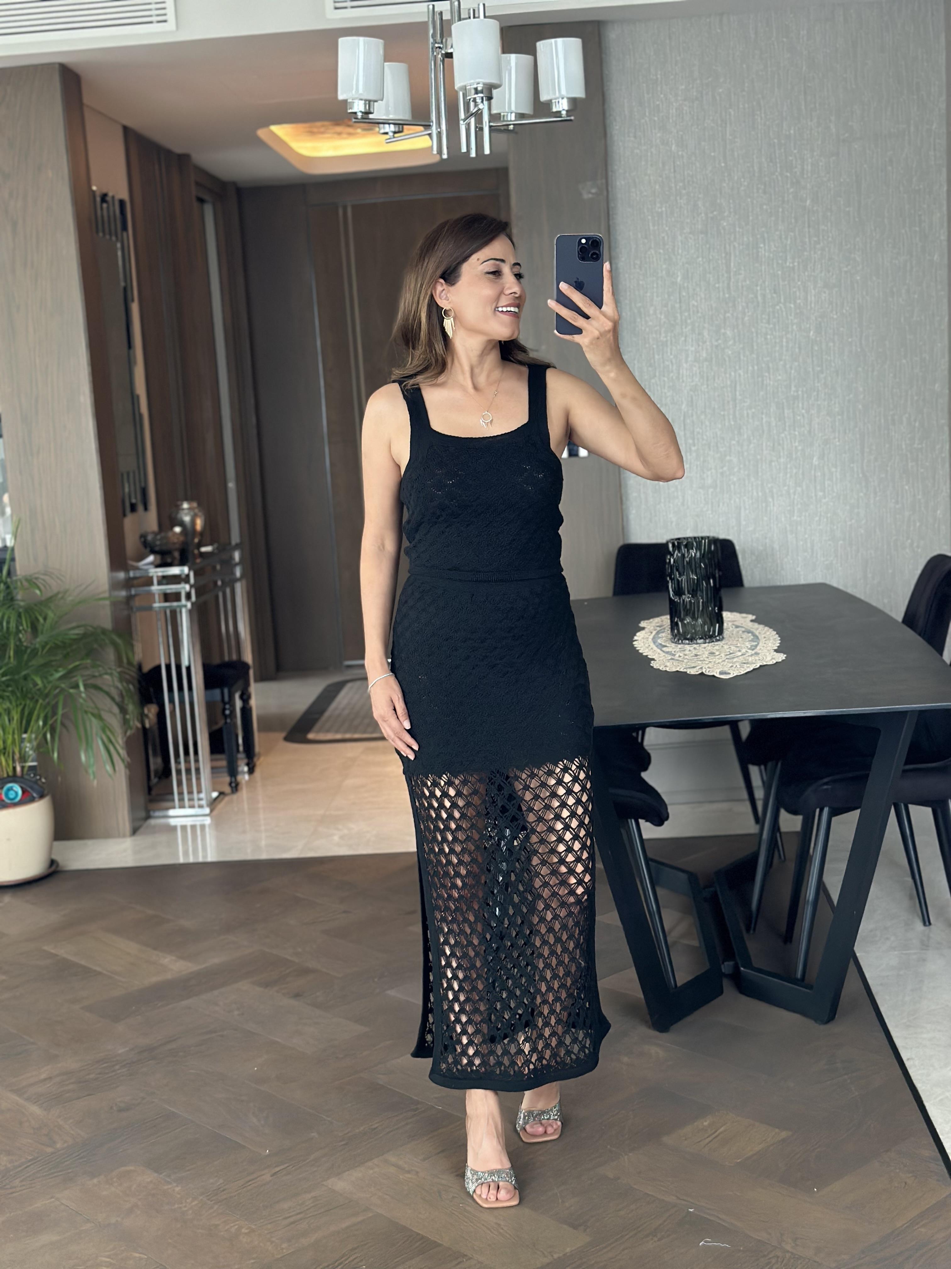 Siyah Triko Bluz Etek Kadın Alt Üst Takım