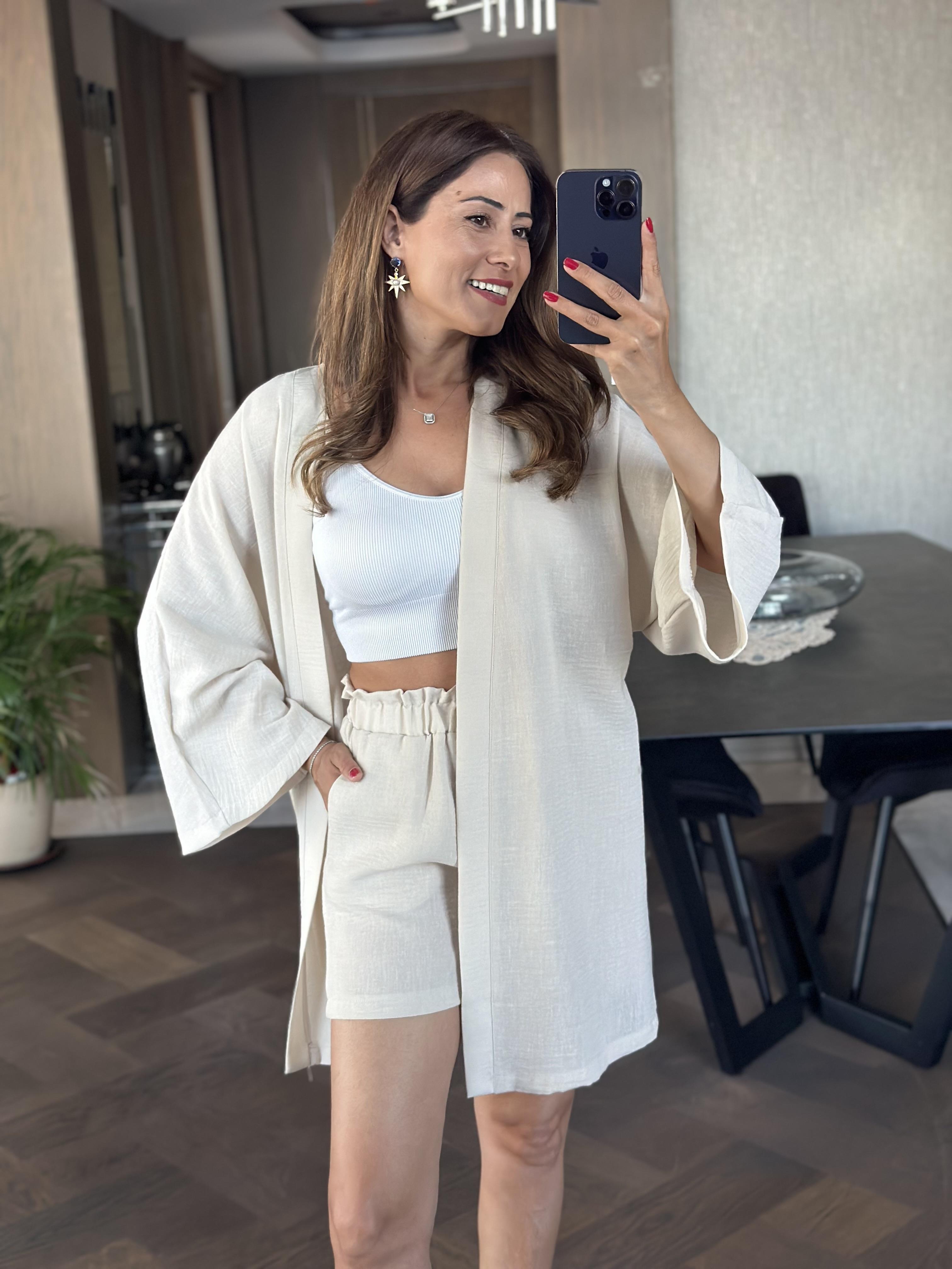 Taş Aerobin Şortlu Kimono Kadın Alt Üst Takım