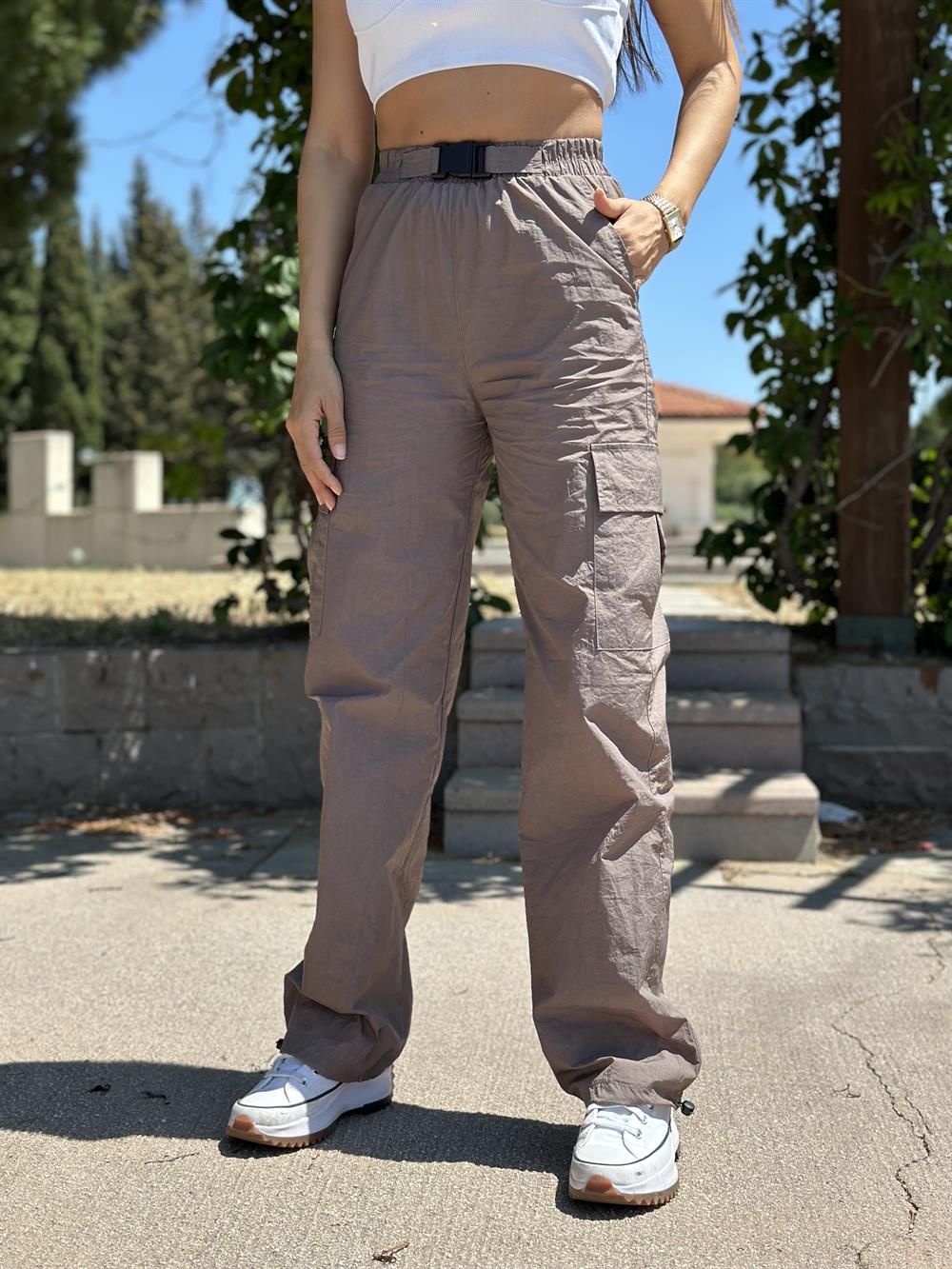Vizon Klips Toka Kargo Cep Paraşüt Kadın Pantolon
