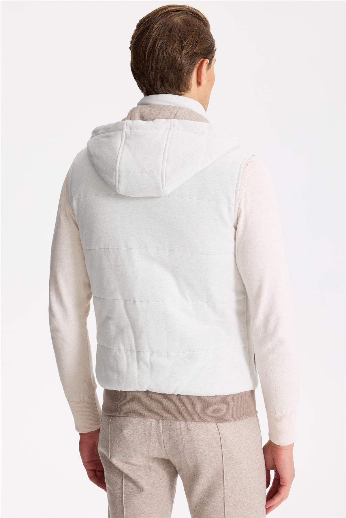 Açık Gri Pamuk Kaşmir Şişme Yelek