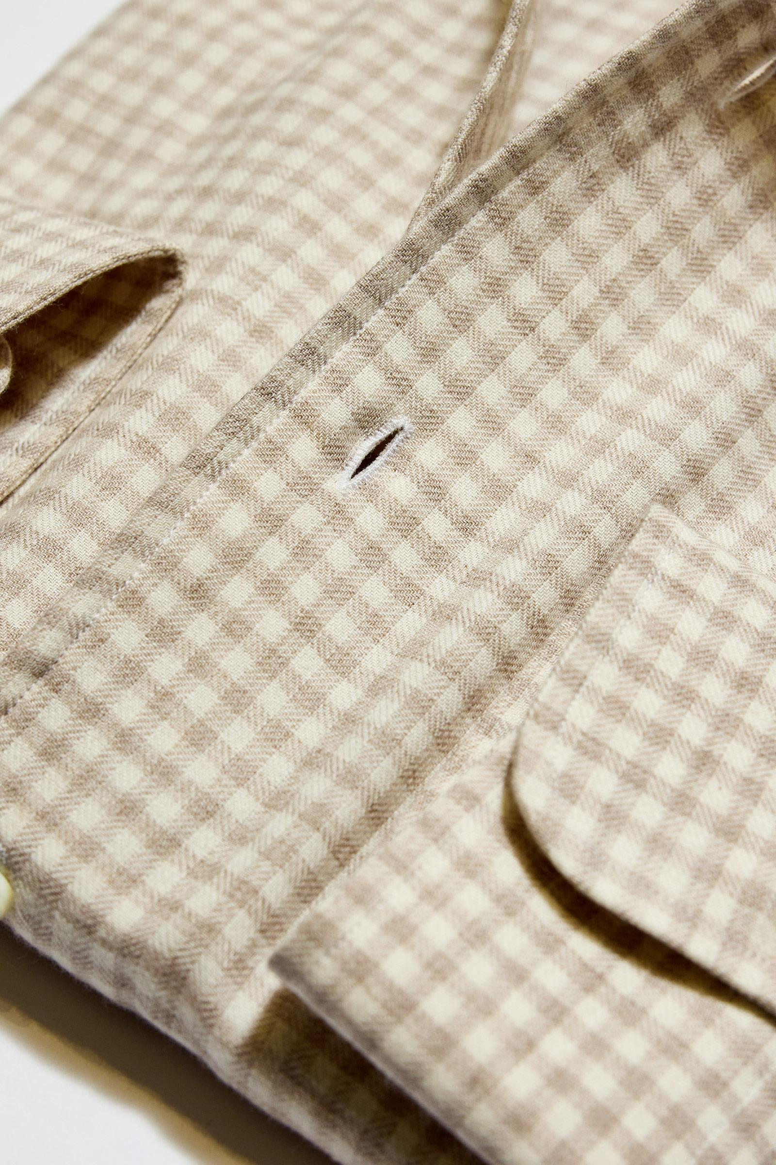 Açık Kahve Yaka Düğmeli One-Piece Pamuk Yün Gömlek