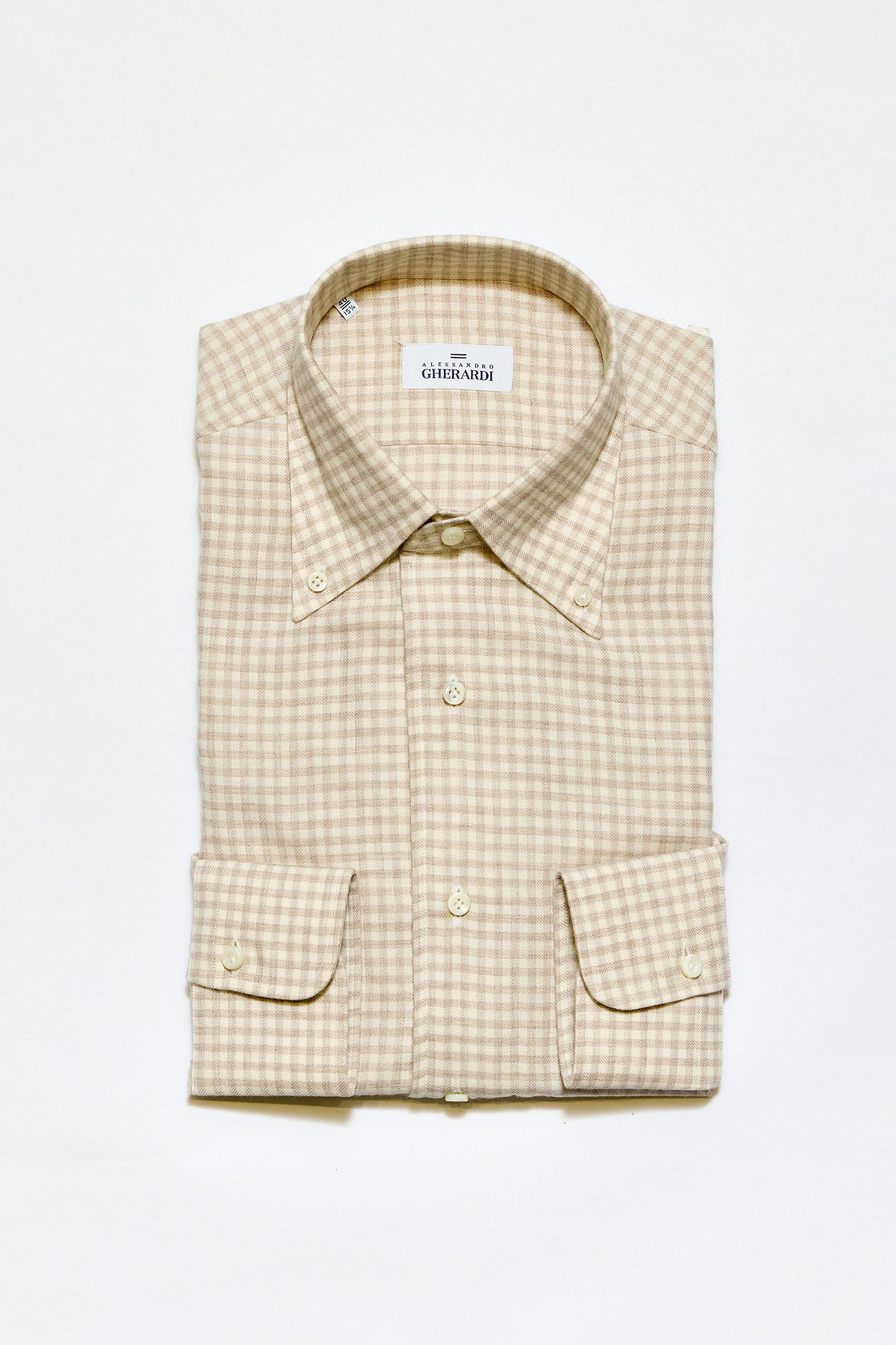 Açık Kahve Yaka Düğmeli One-Piece Pamuk Yün Gömlek