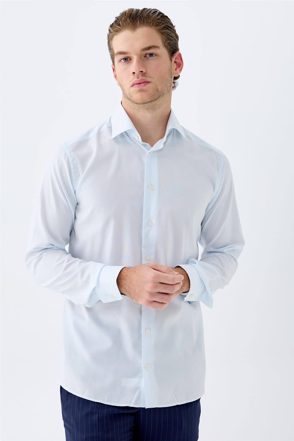 Açık Mavi Oxford Pamuk Gömlek