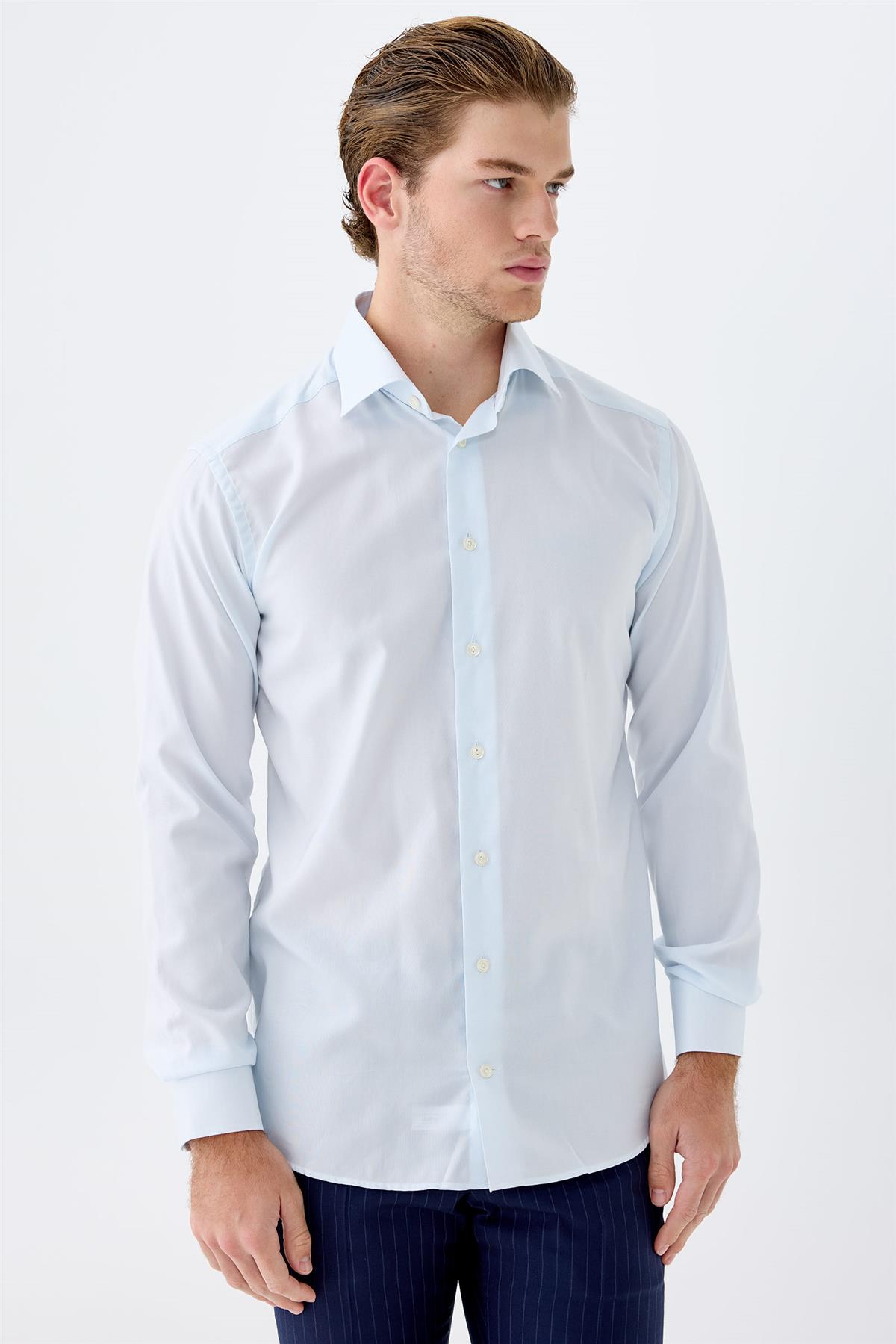 Açık Mavi Oxford Pamuk Gömlek