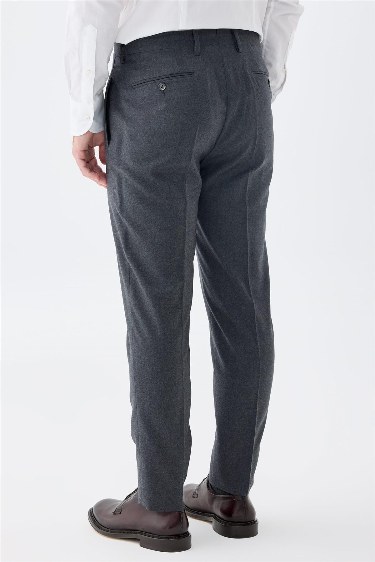 Antrasit Gri Flanel Yün Pantolon