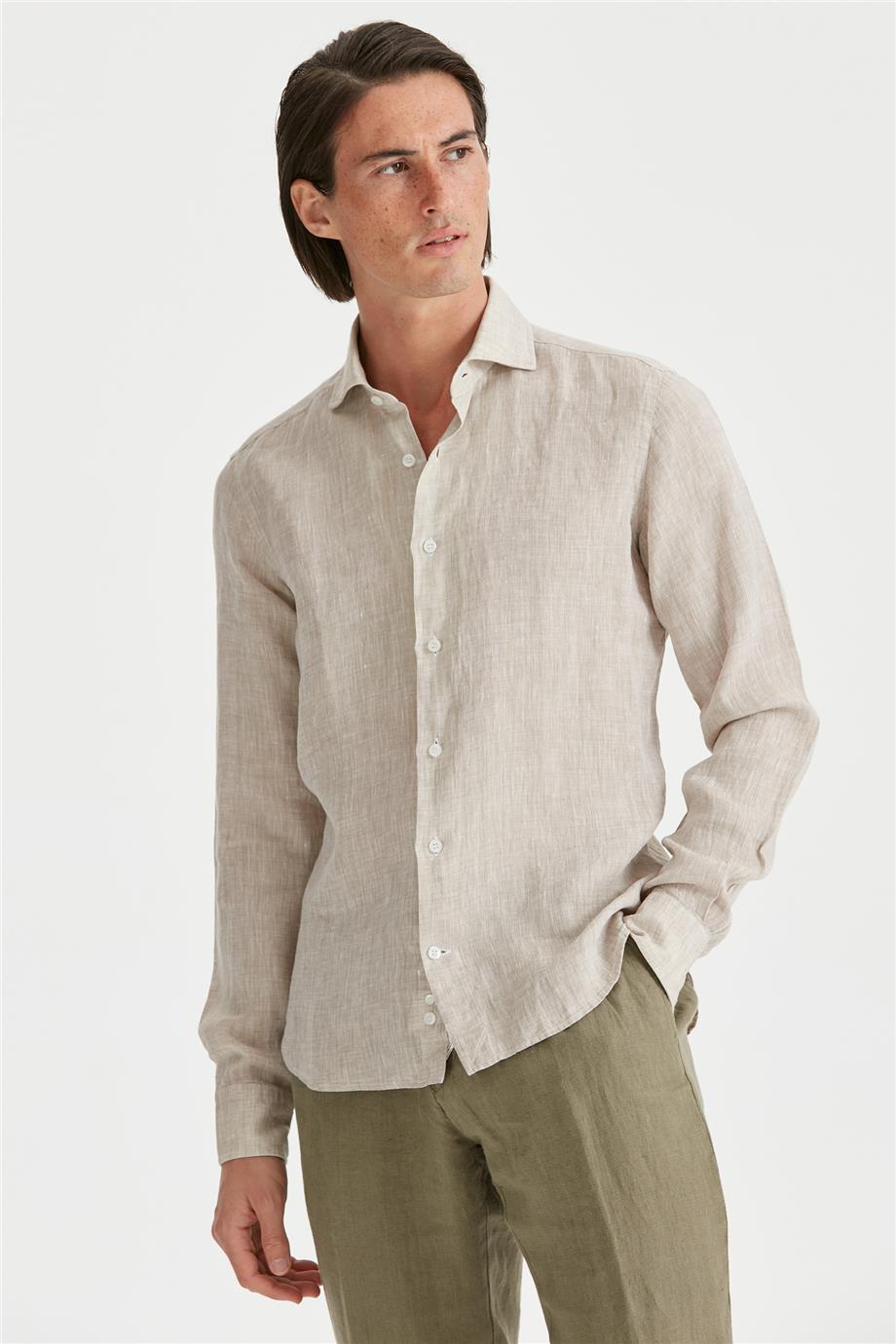 Beige Color Linen Shirt