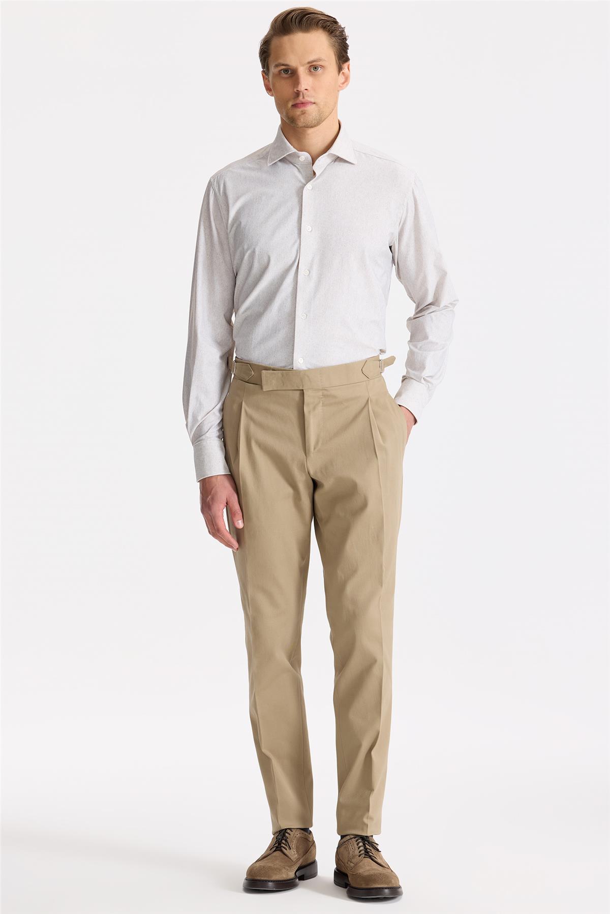 Bej Tokalı Pamuk Pantolon