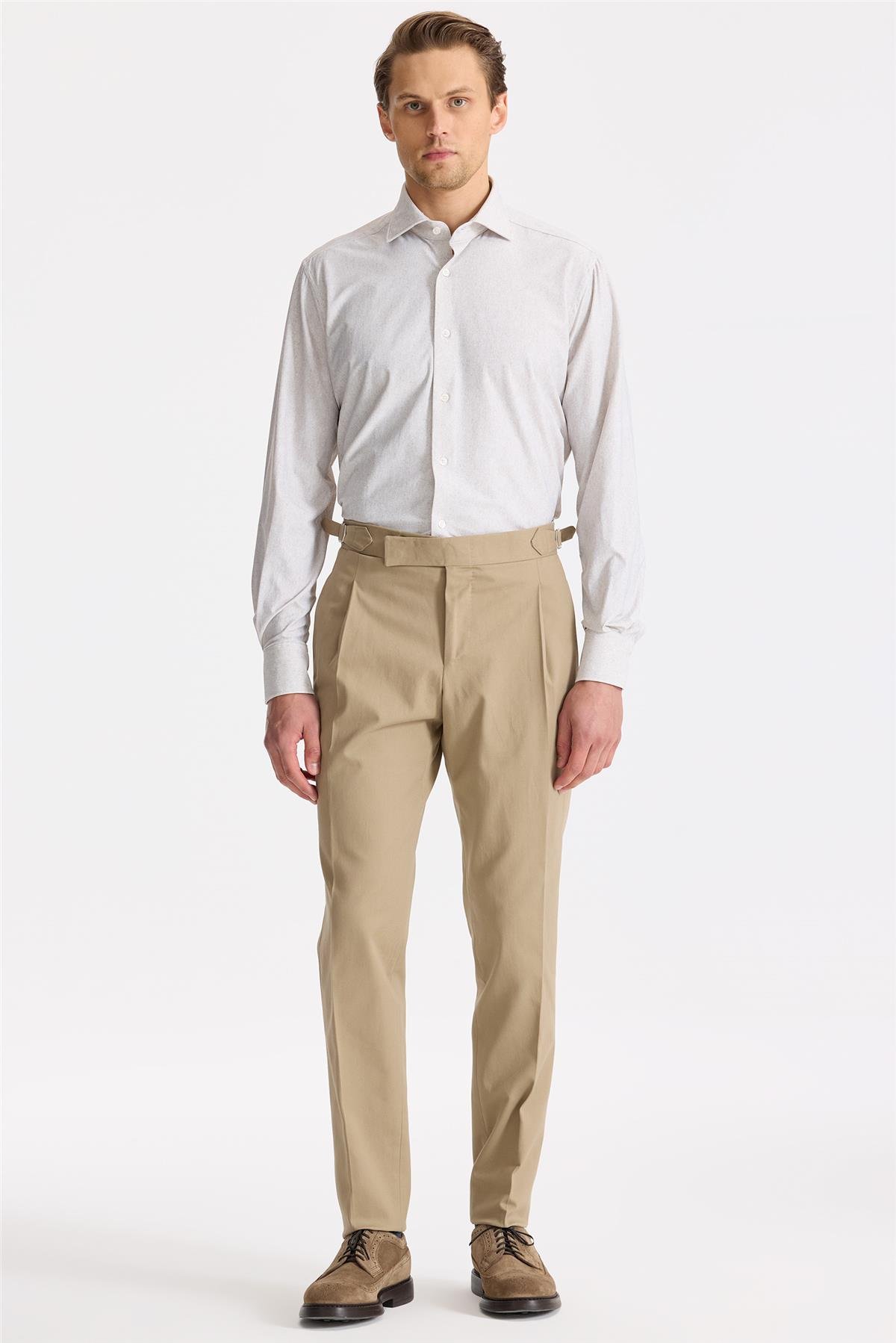 Bej Tokalı Pamuk Pantolon