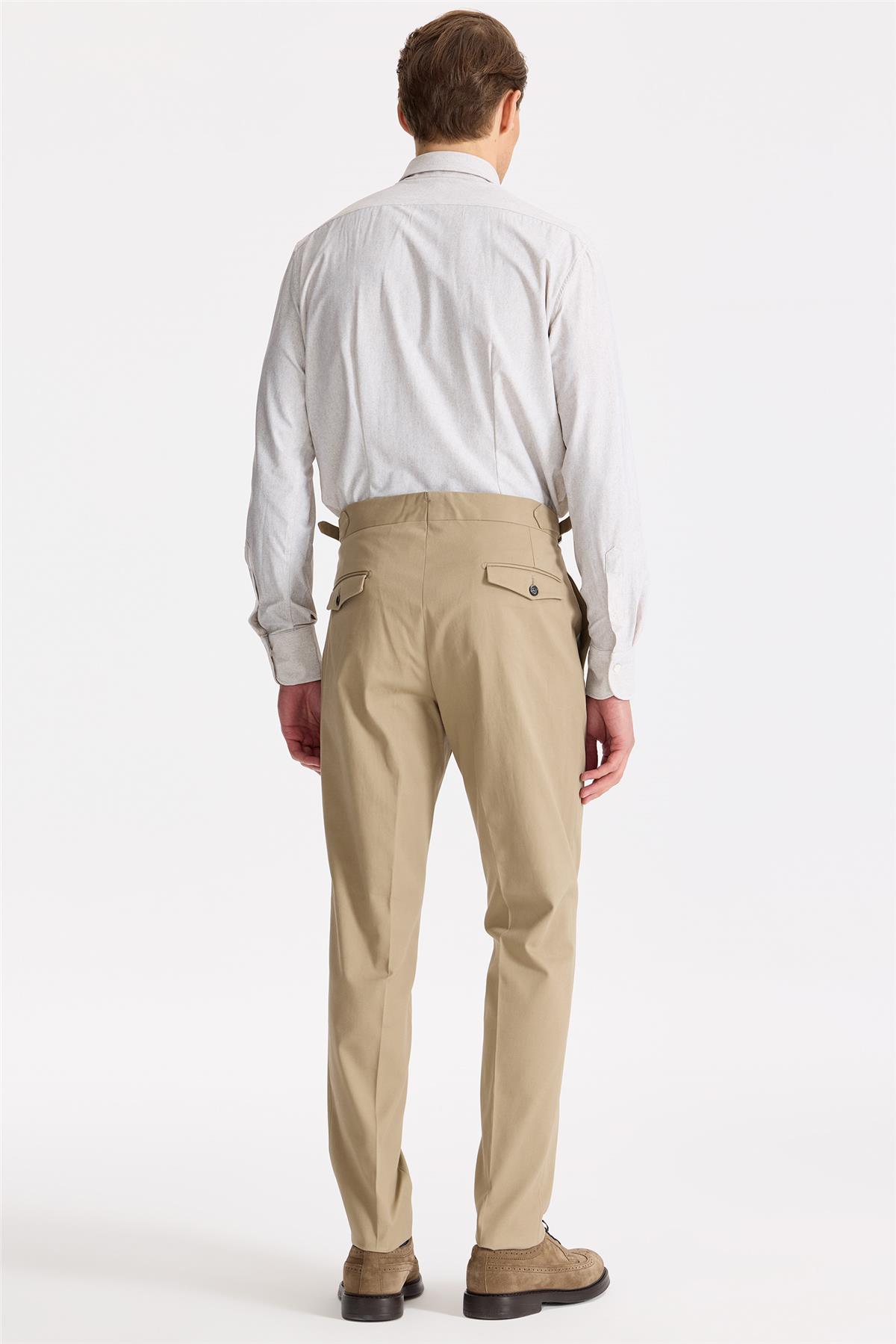 Bej Tokalı Pamuk Pantolon