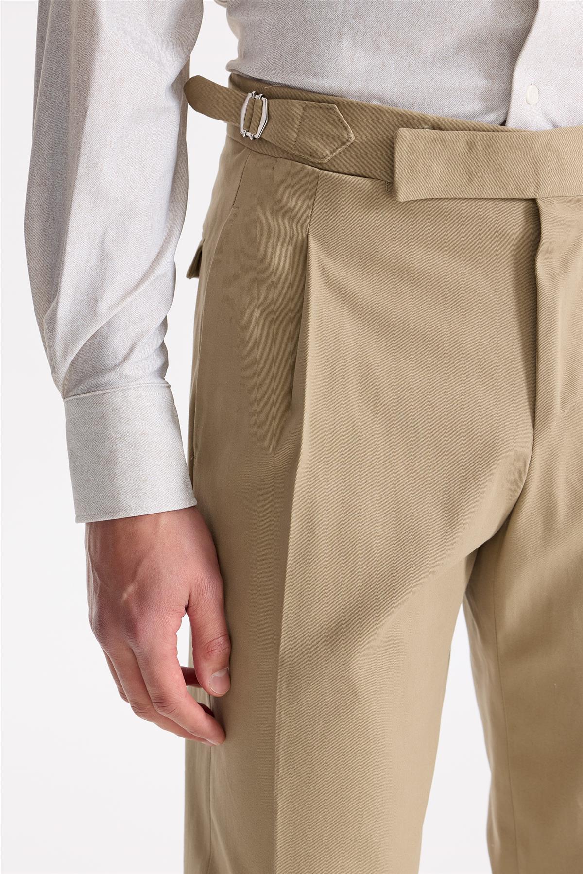 Bej Tokalı Pamuk Pantolon