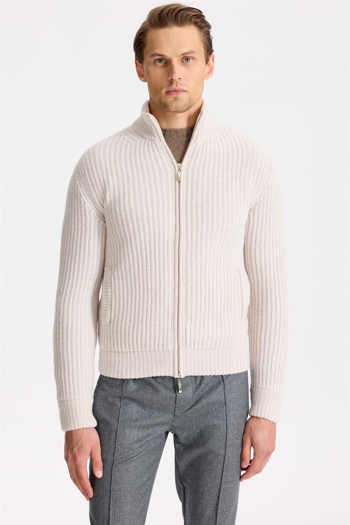 Bej Yün Kaşmir Triko Mont