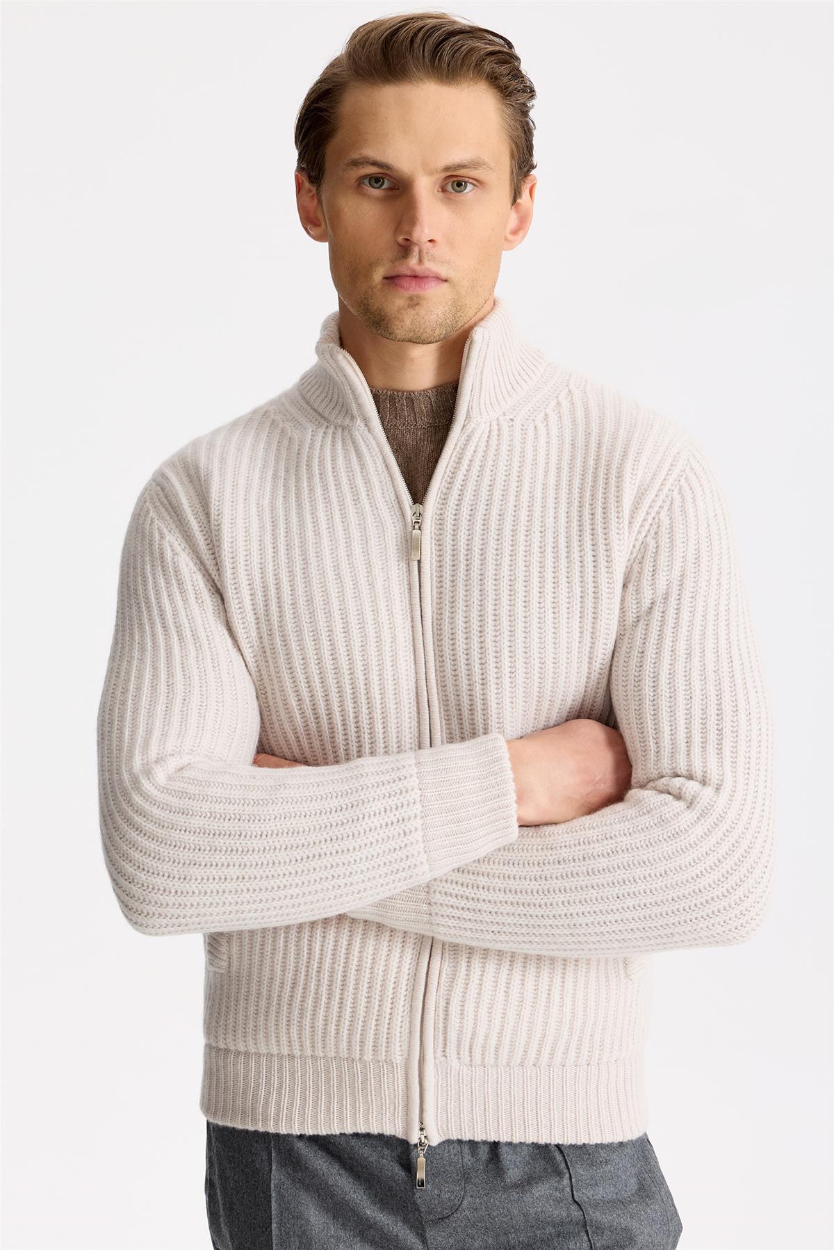 Bej Yün Kaşmir Triko Mont