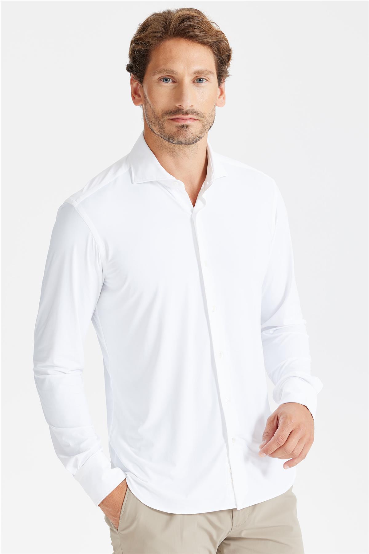 Beyaz Vintage Teknik Kumaş Gömlek