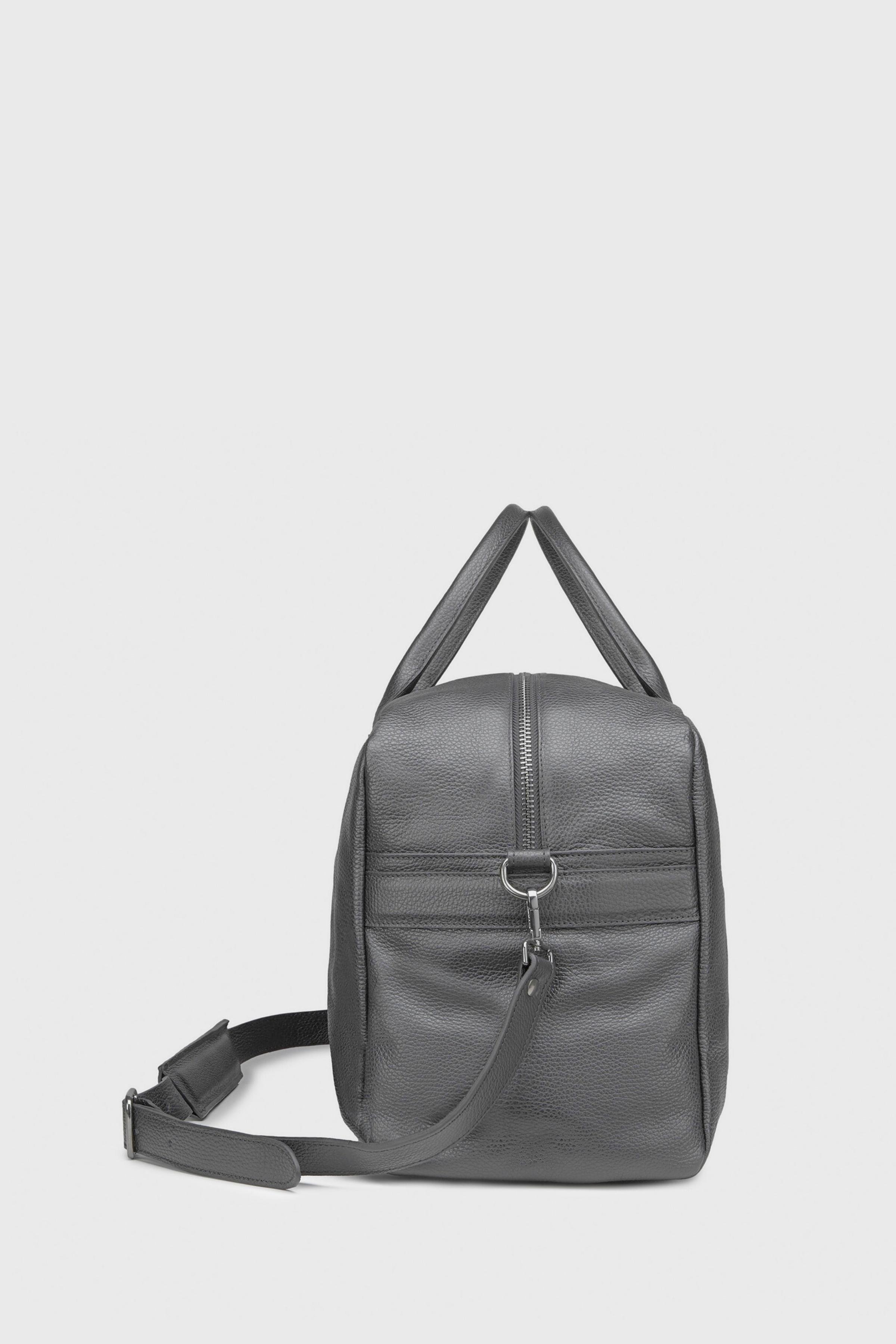 Gri Deri Seyahat Çantası