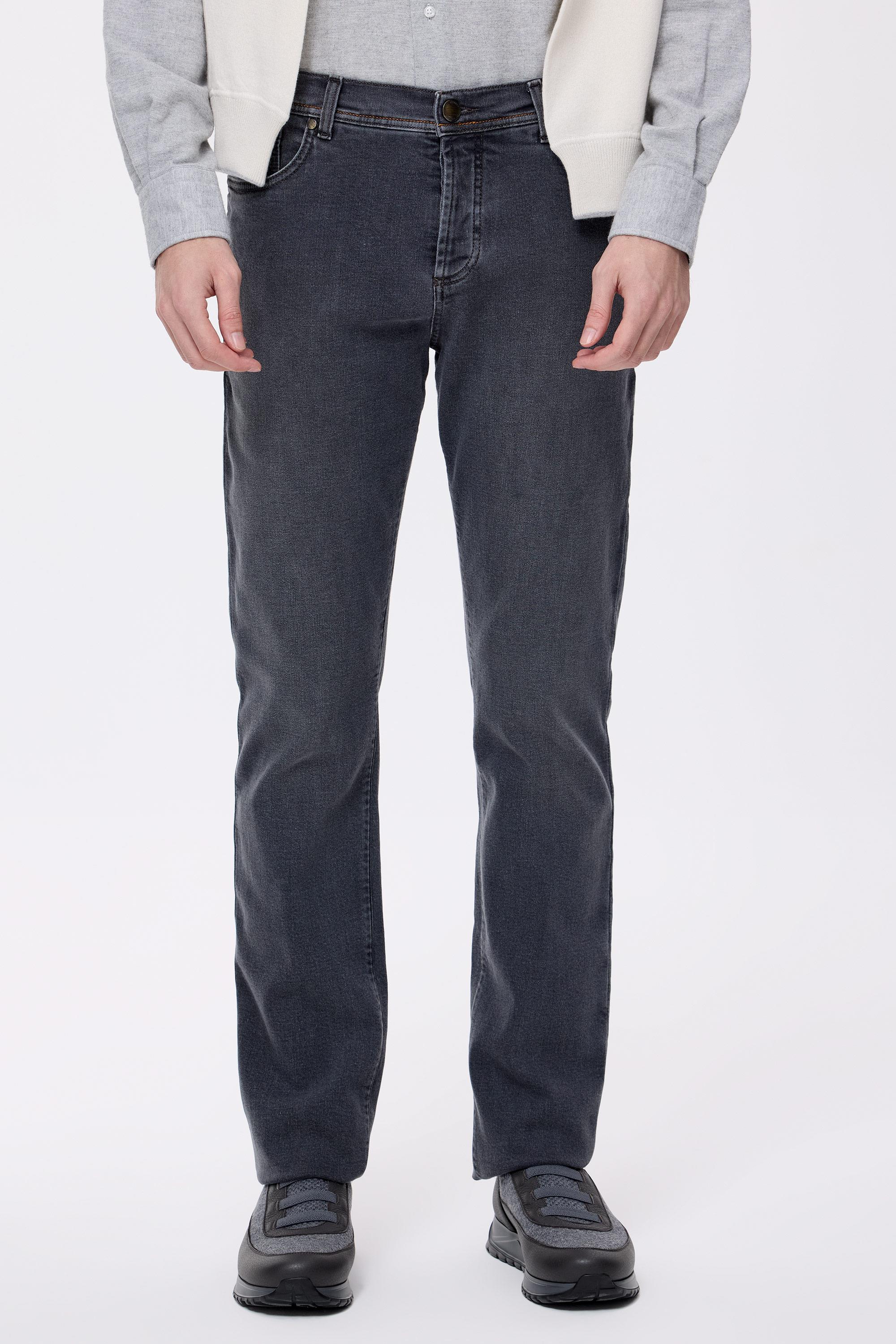 Gri Kaşmirli Denim Pantolon