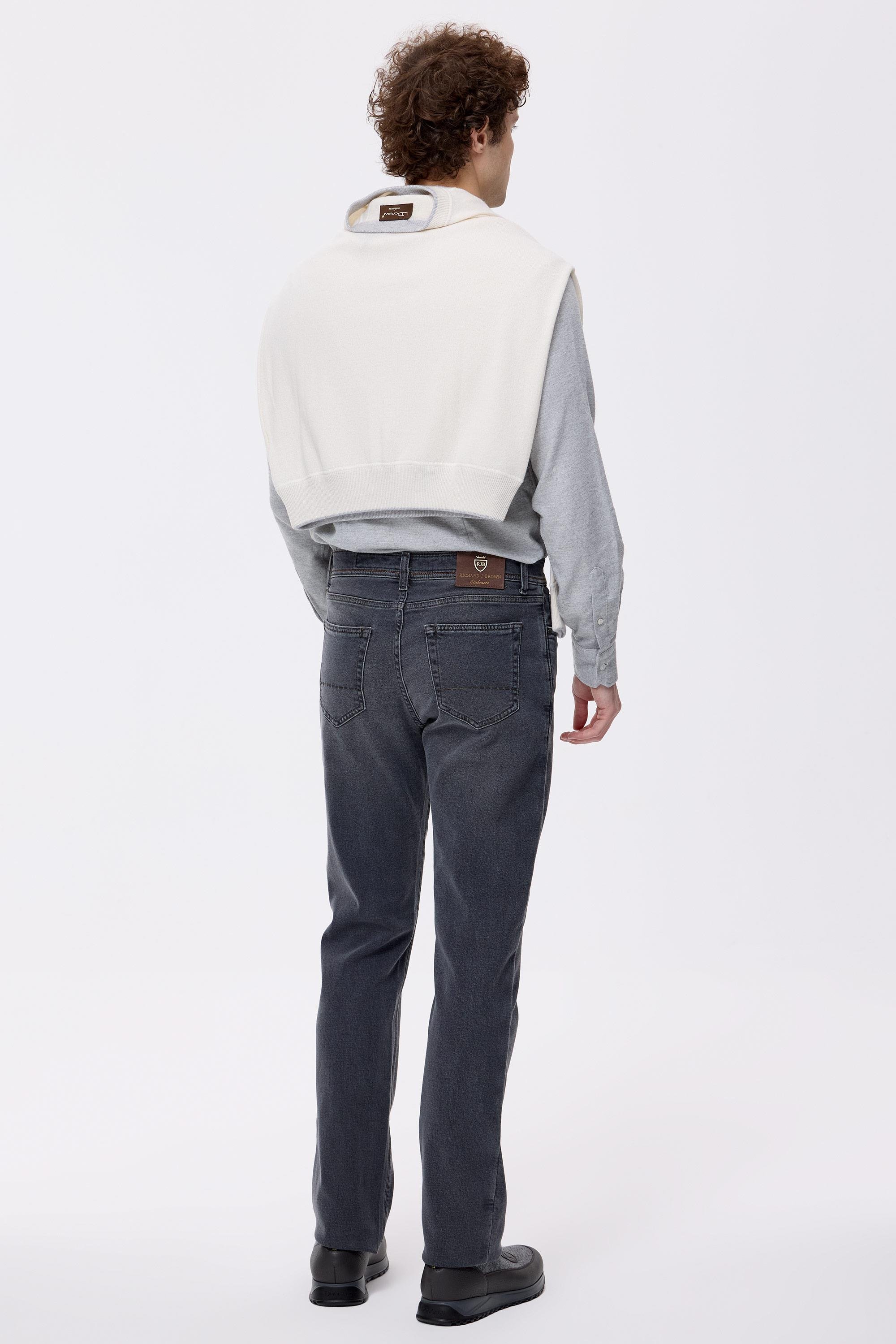 Gri Kaşmirli Denim Pantolon