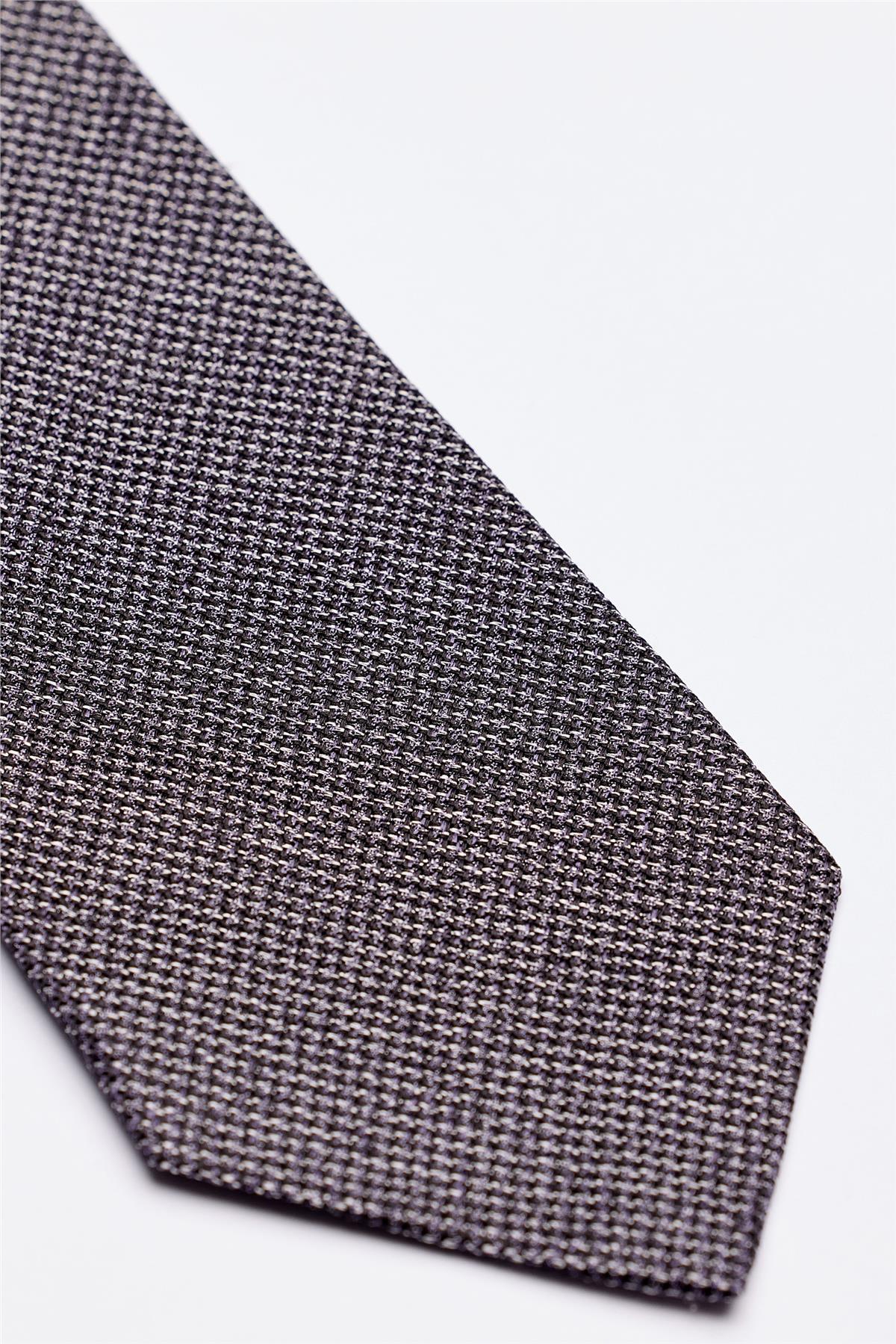 Gri Mor Melanjlı 5 Fold İpek Kravat