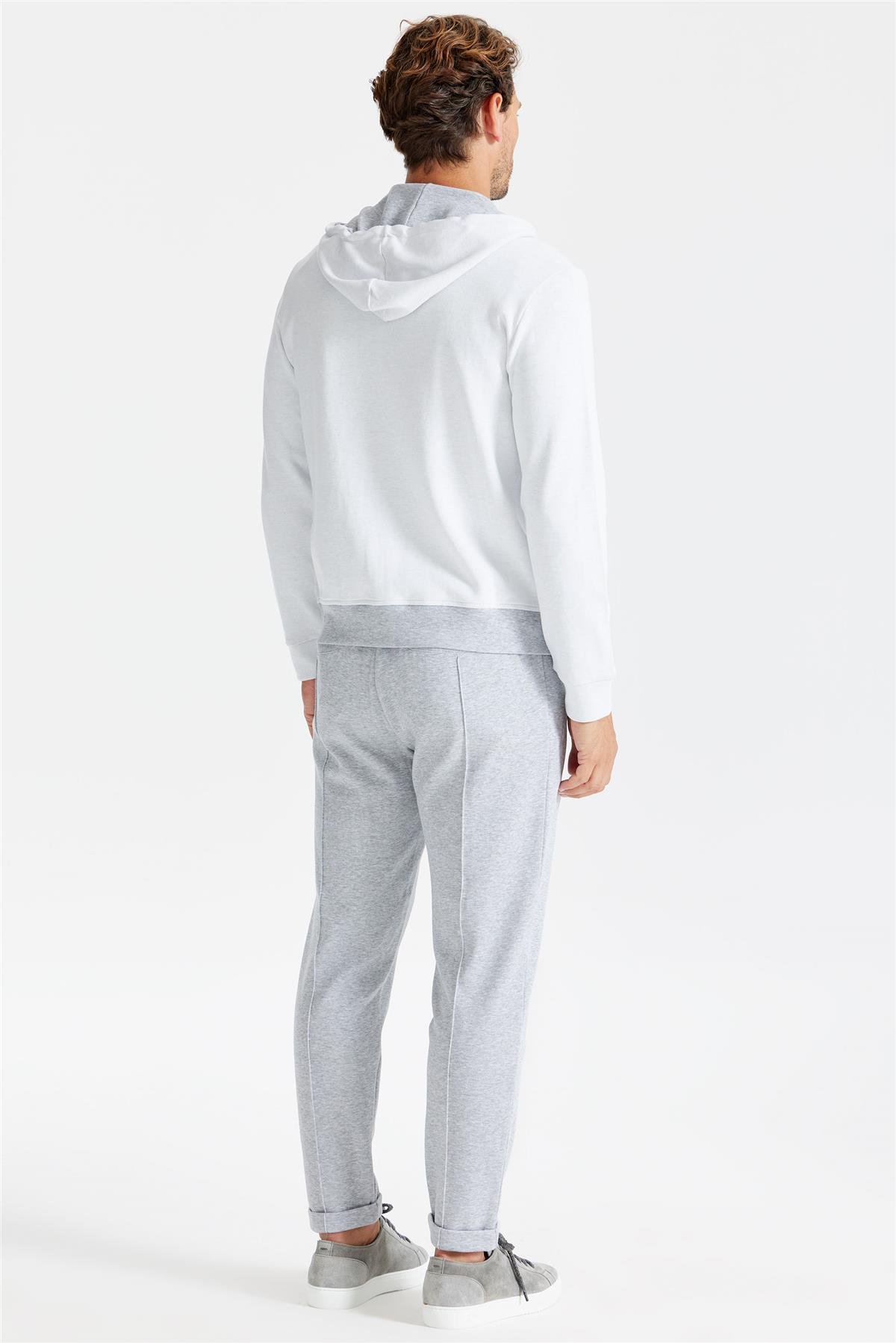 Gri Pamuk Kapüşonlu Eşofman Takımı