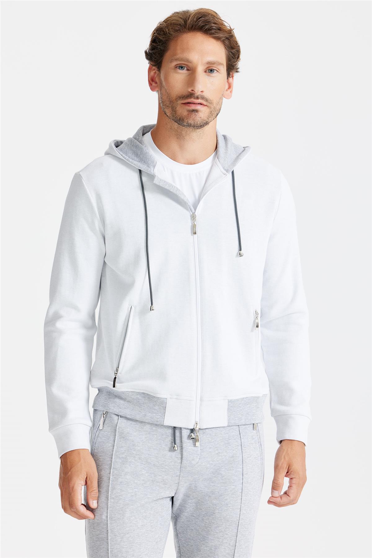 Gri Pamuk Kapüşonlu Eşofman Takımı