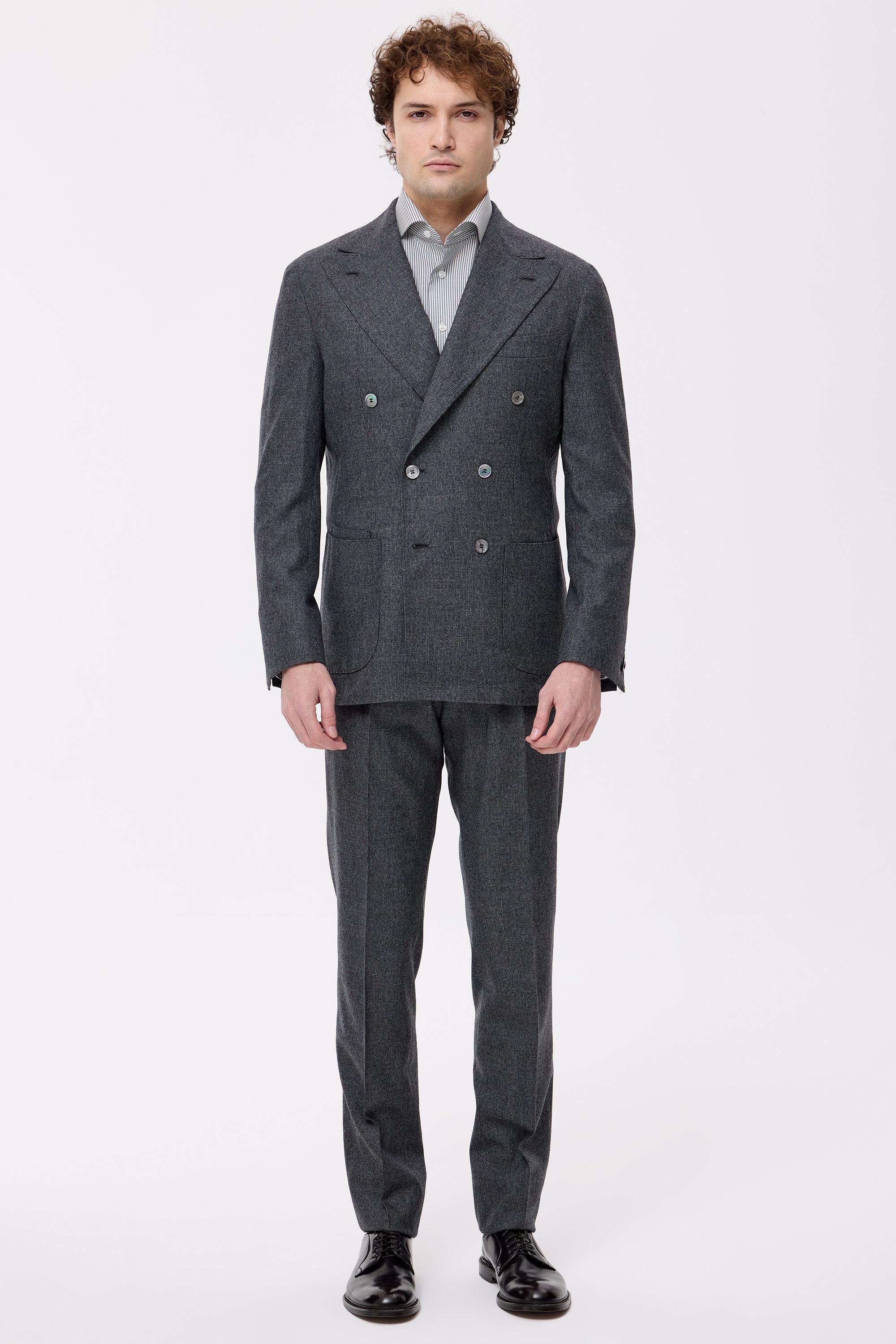 Gri Yün Kruvaze Takım Elbise