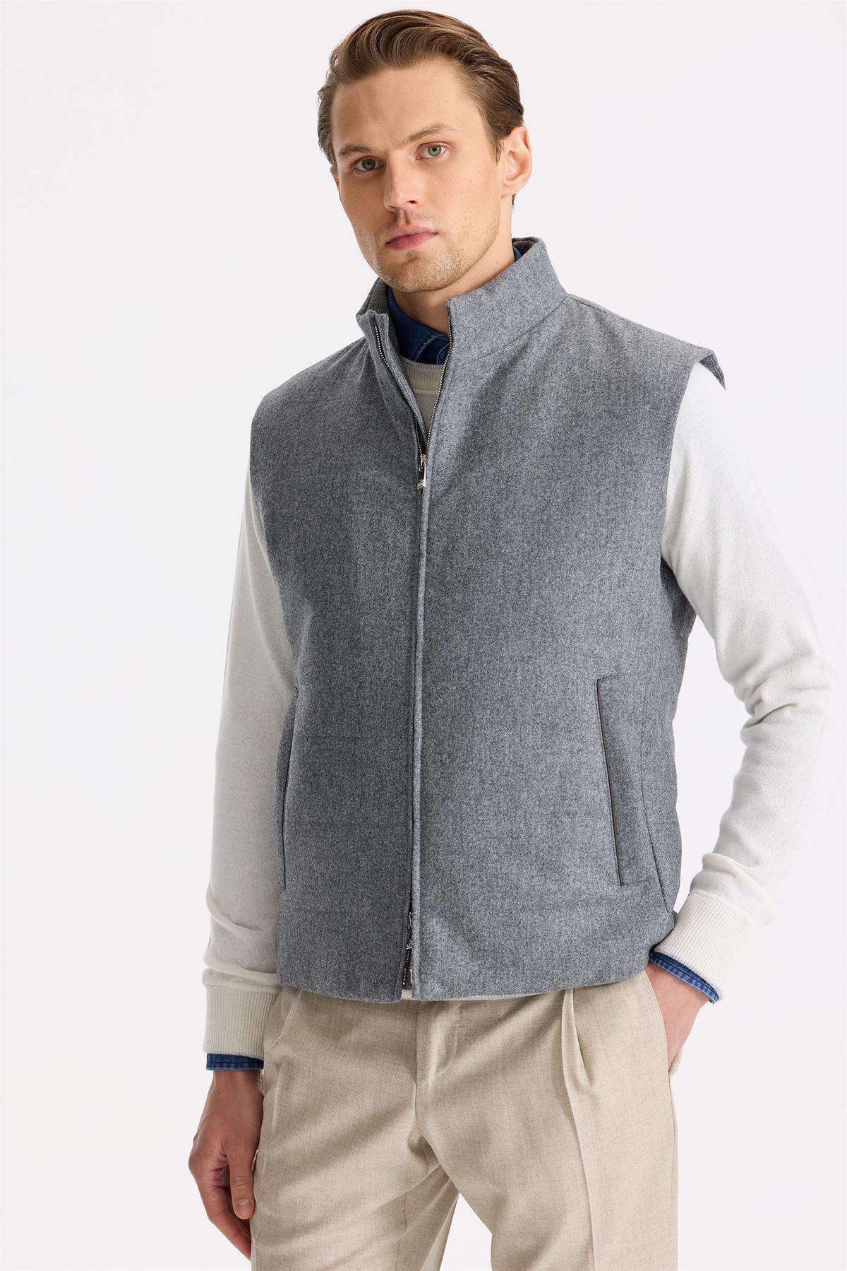 Gri Yün Yelek 