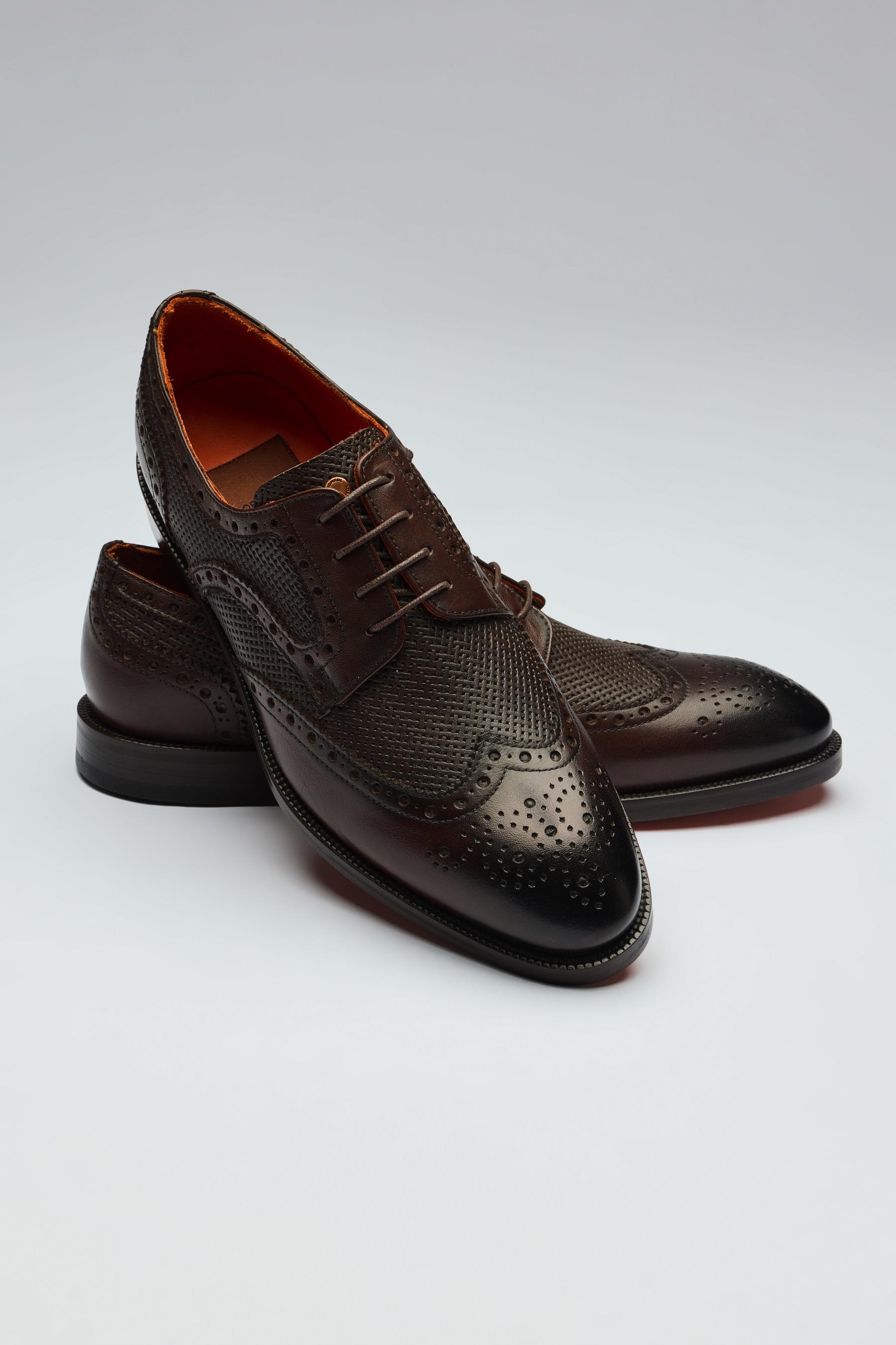 Kahverengi Bağcıklı Klasik Deri Ayakkabı