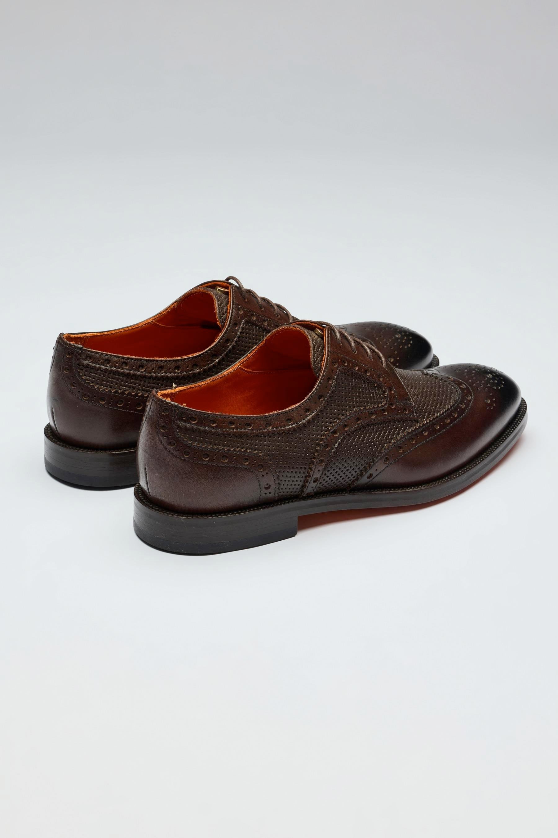 Kahverengi Bağcıklı Klasik Deri Ayakkabı