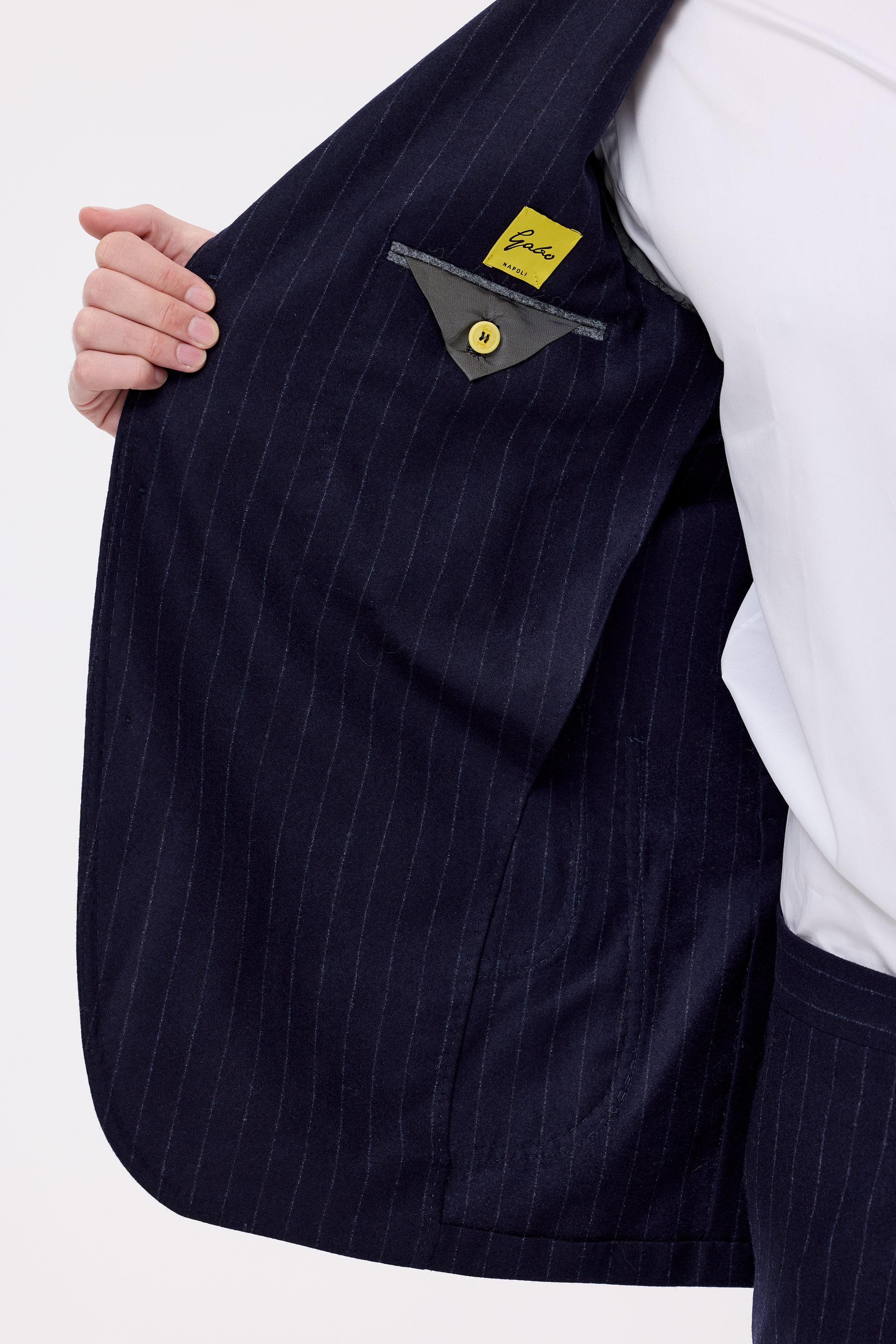 Lacivert Çizgili Saf Yün  Takım Elbise