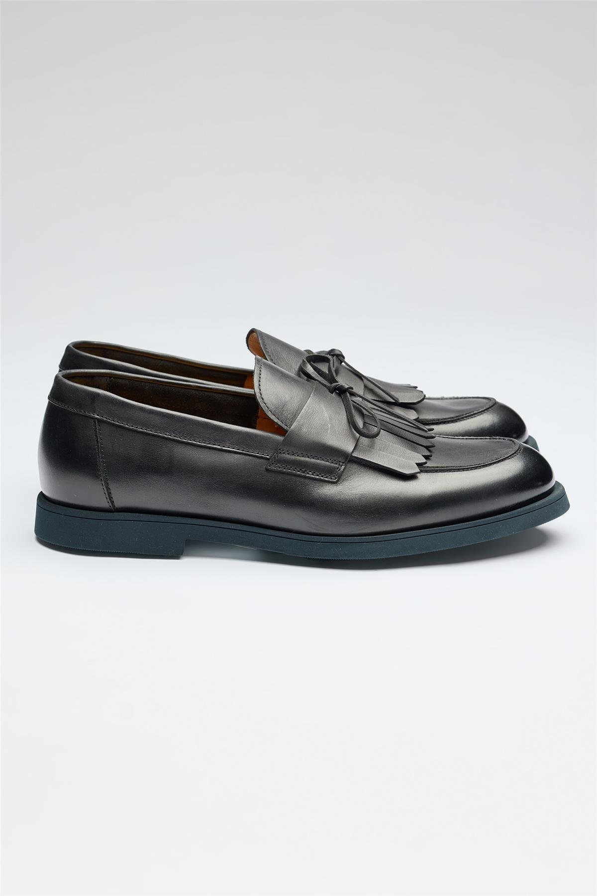 Lacivert Deri Loafer