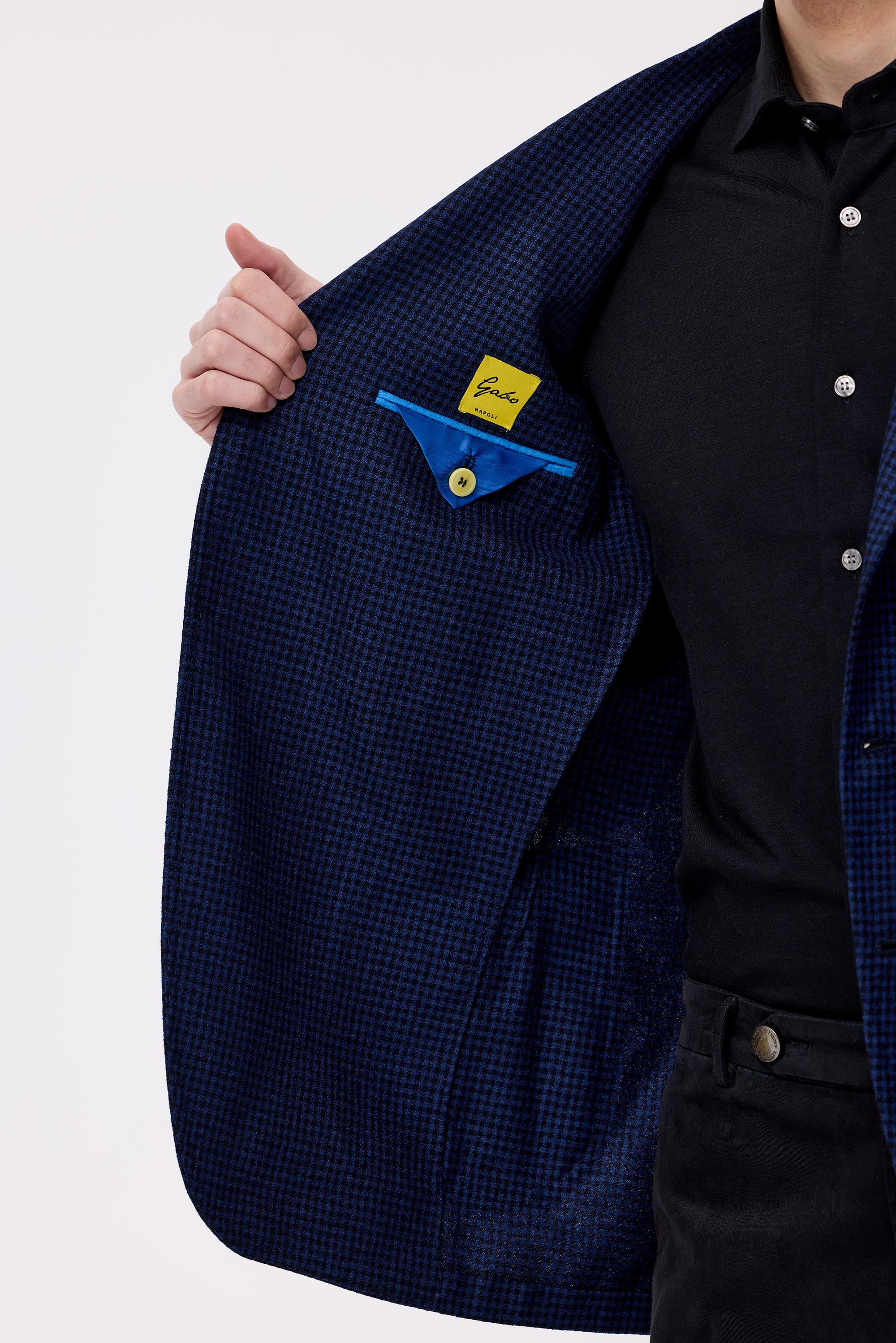 Lacivert Mavi Kareli Yün Kaşmir Ceket