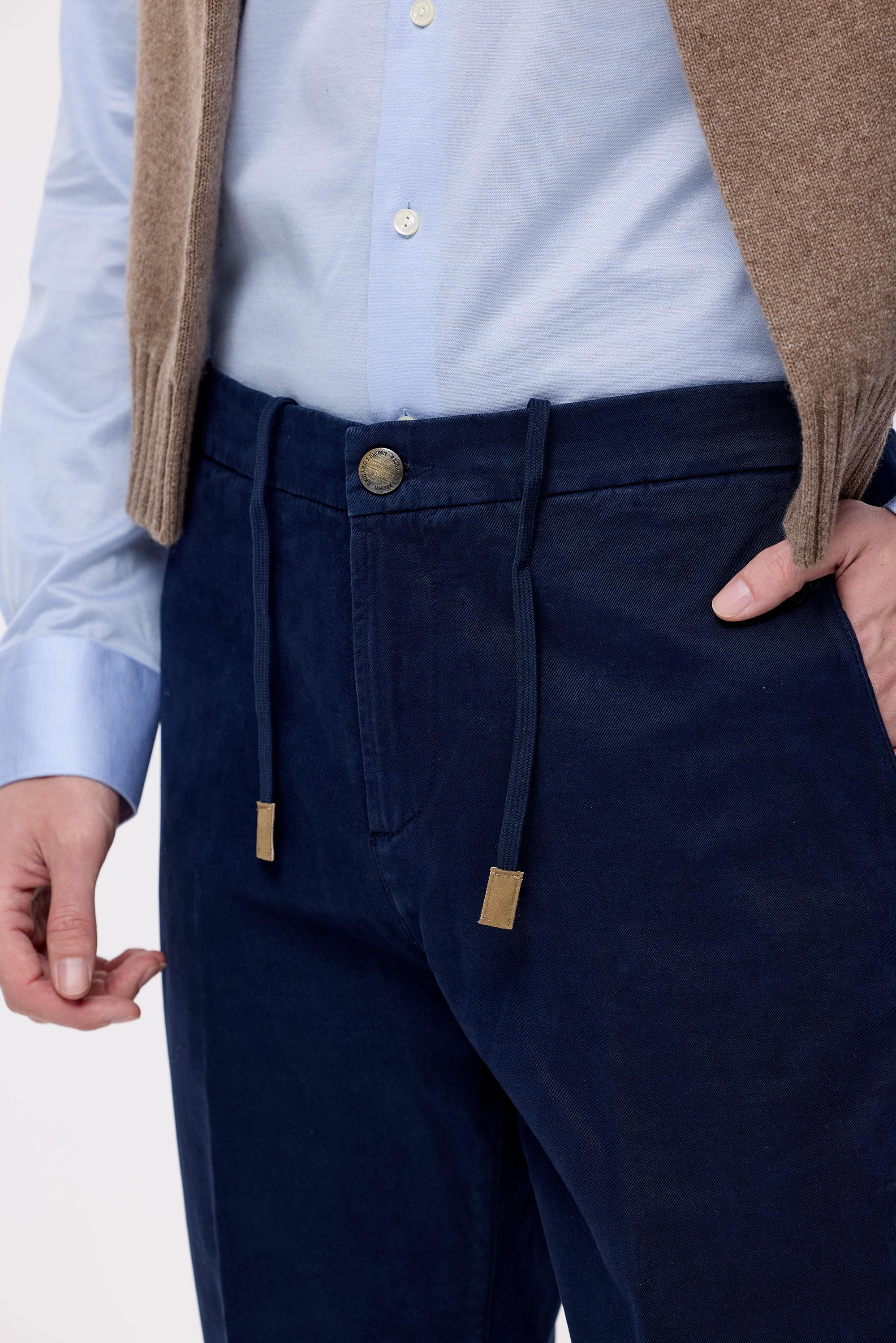 Lacivert Pamuk Kaşmir Bağcıklı Chino Pantolon