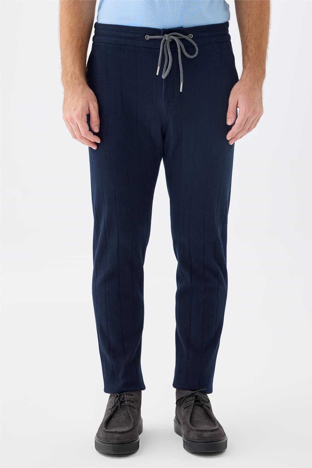 Lacivert Pamuk Teknik Takım Elbise