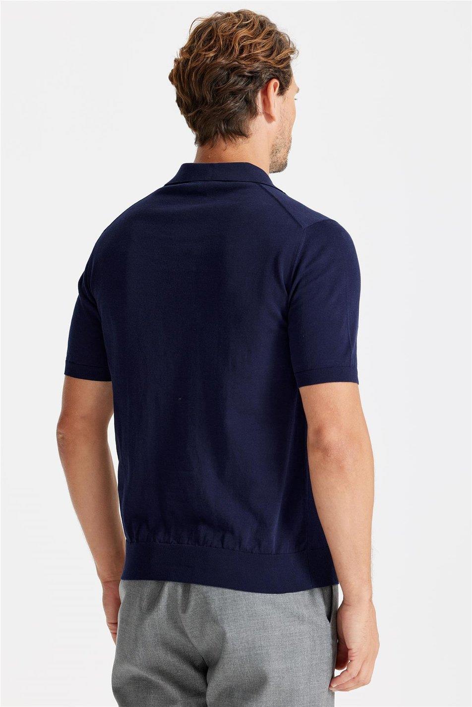 Lacivert Polo Yaka Pamuk Triko
